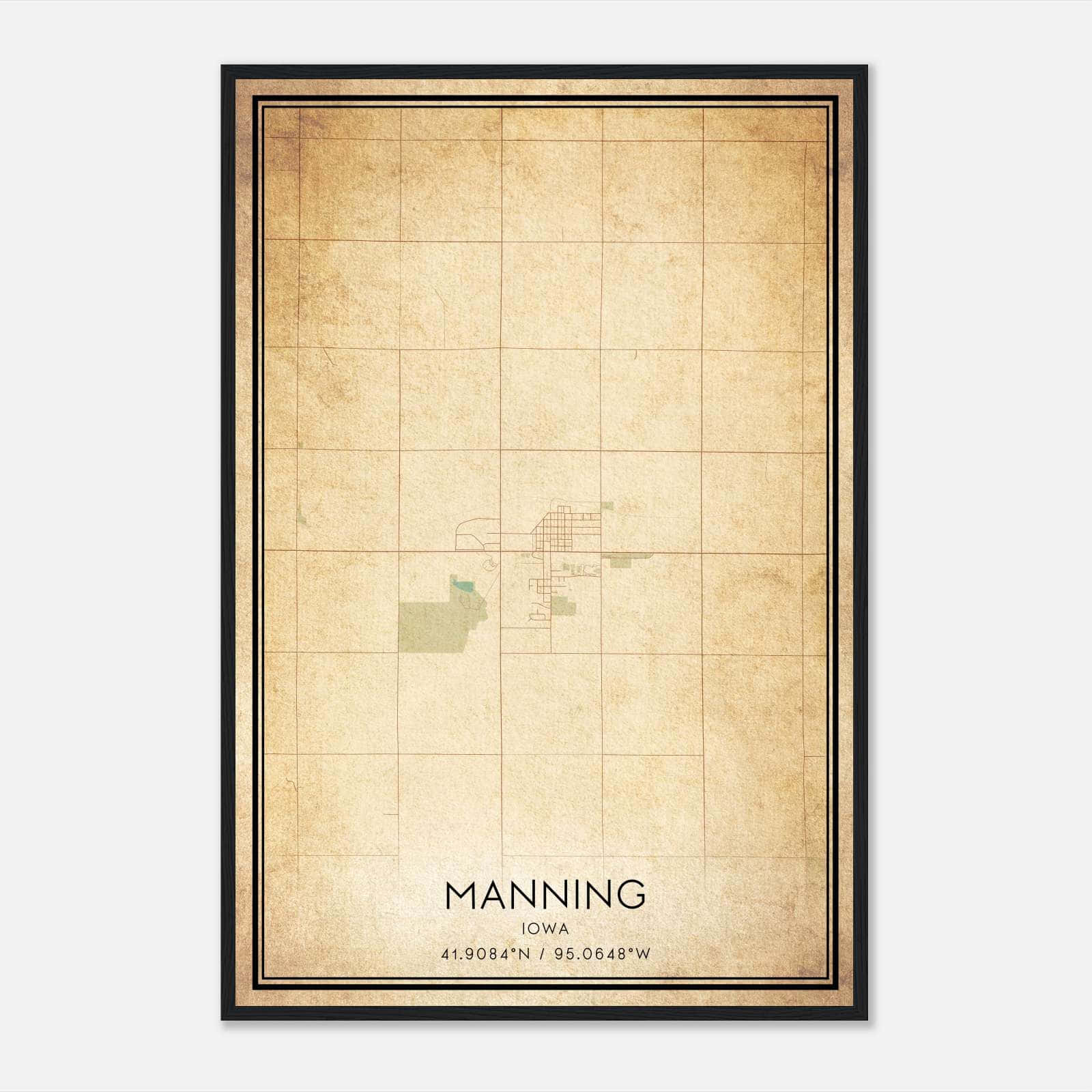 Vintage Manning Iowa Map Poster, Manning IA City Road Wall Art Print Vintage Manning Iowa Map Poster, Manning IA City Road Wall Art Print