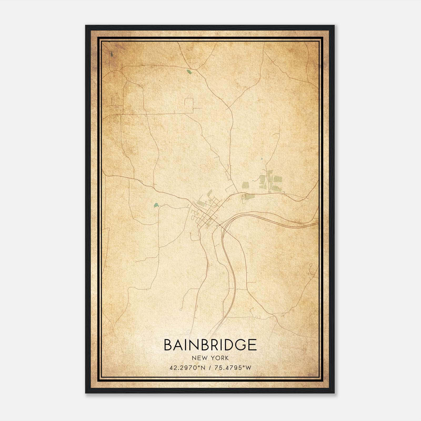 Vintage Bainbridge New York Map Poster, Bainbridge NY City Road Wall Art Print Vintage Bainbridge New York Map Poster, Bainbridge NY City Road Wall Art Print