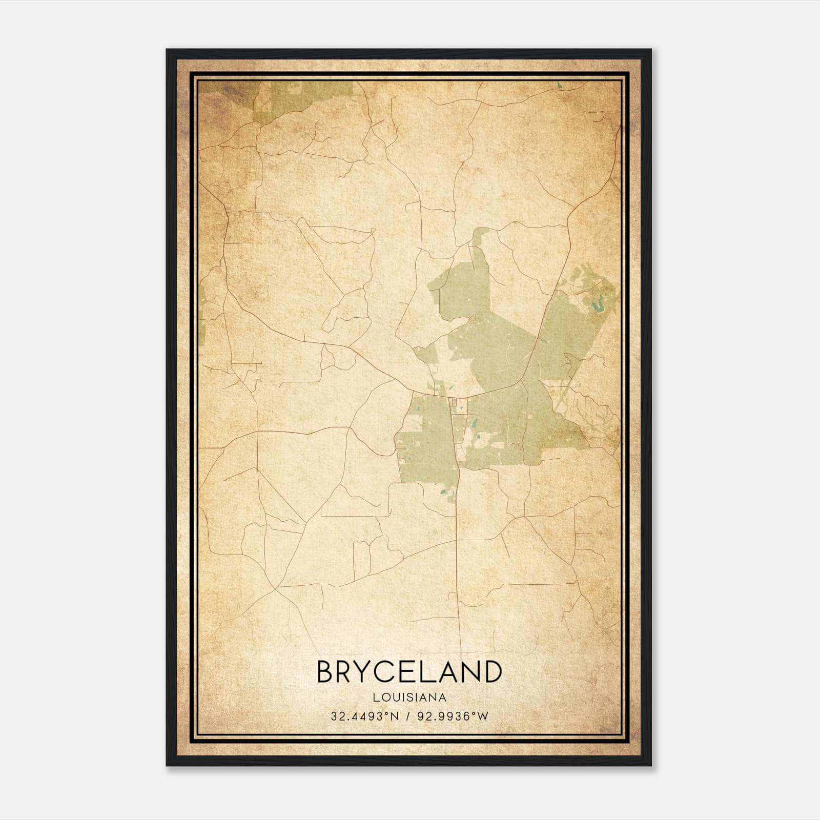 Vintage Bryceland Louisiana Map Poster, Bryceland LA City Road Wall Art Print Vintage Bryceland Louisiana Map Poster, Bryceland LA City Road Wall Art Print