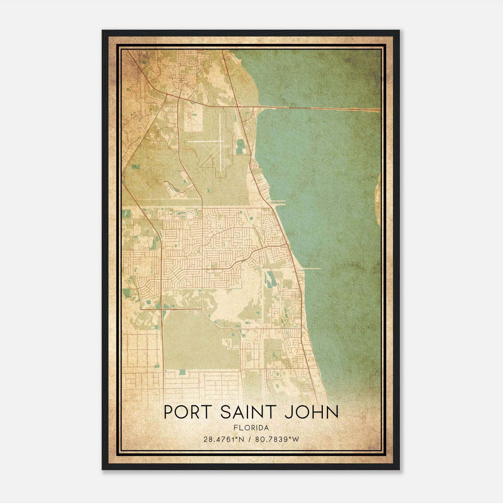 Vintage Port Saint John Florida Map Poster, Port Saint John FL City Road Wall Art Print Vintage Port Saint John Florida Map Poster, Port Saint John FL City Road Wall Art Print