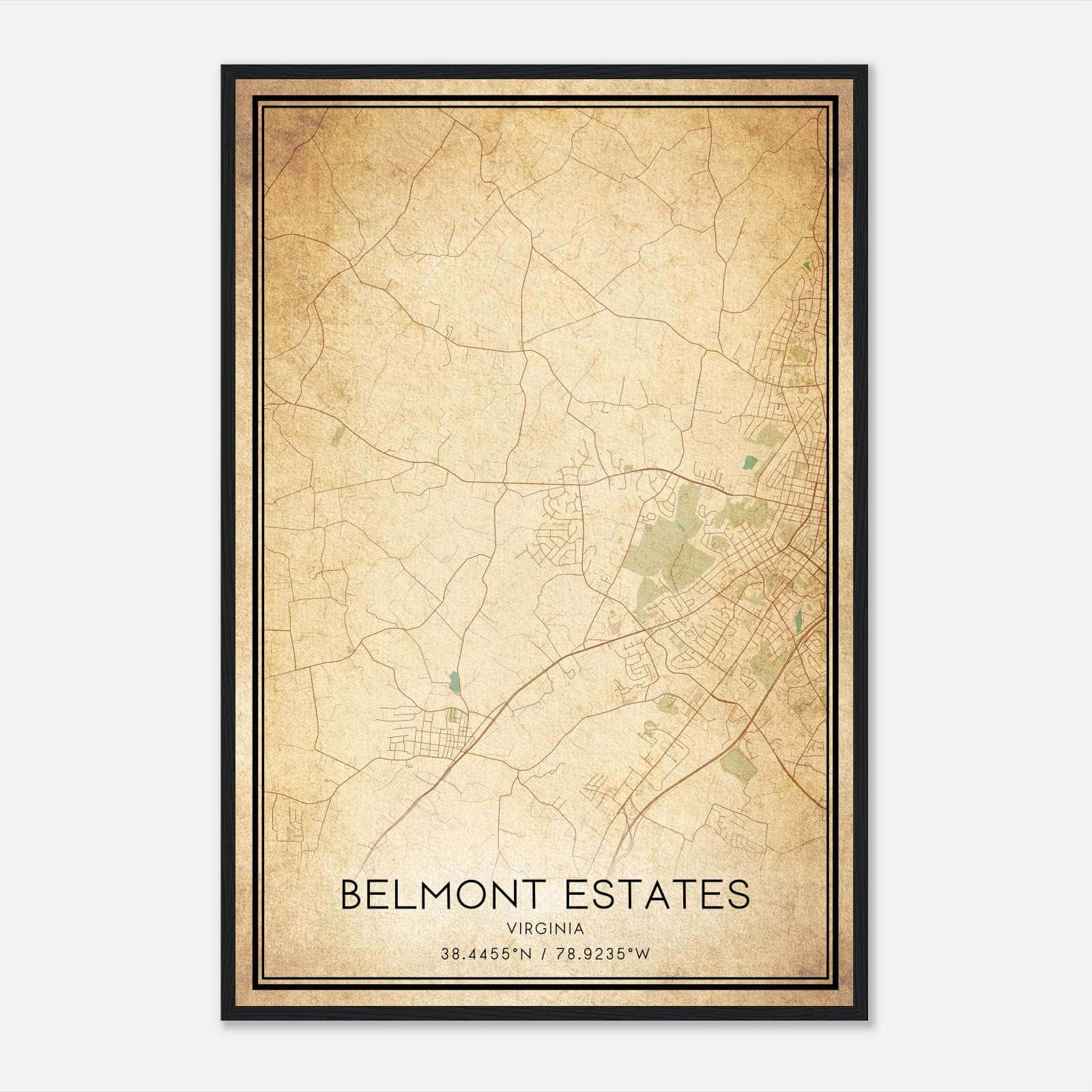 Vintage Belmont Estates Virginia Map Poster, Belmont Estates VA City Road Wall Art Print Vintage Belmont Estates Virginia Map Poster, Belmont Estates VA City Road Wall Art Print