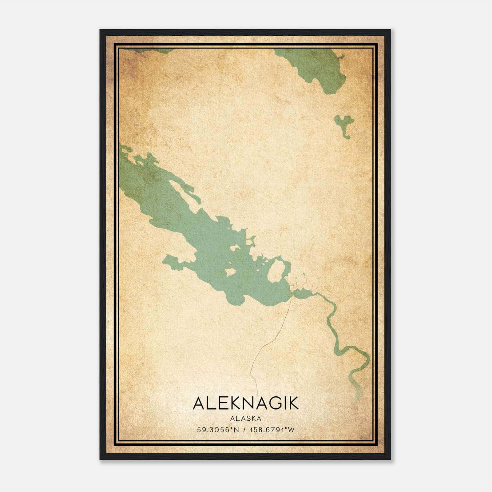 Vintage Aleknagik Alaska Map Poster, Aleknagik AK City Road Wall Art Print Vintage Aleknagik Alaska Map Poster, Aleknagik AK City Road Wall Art Print