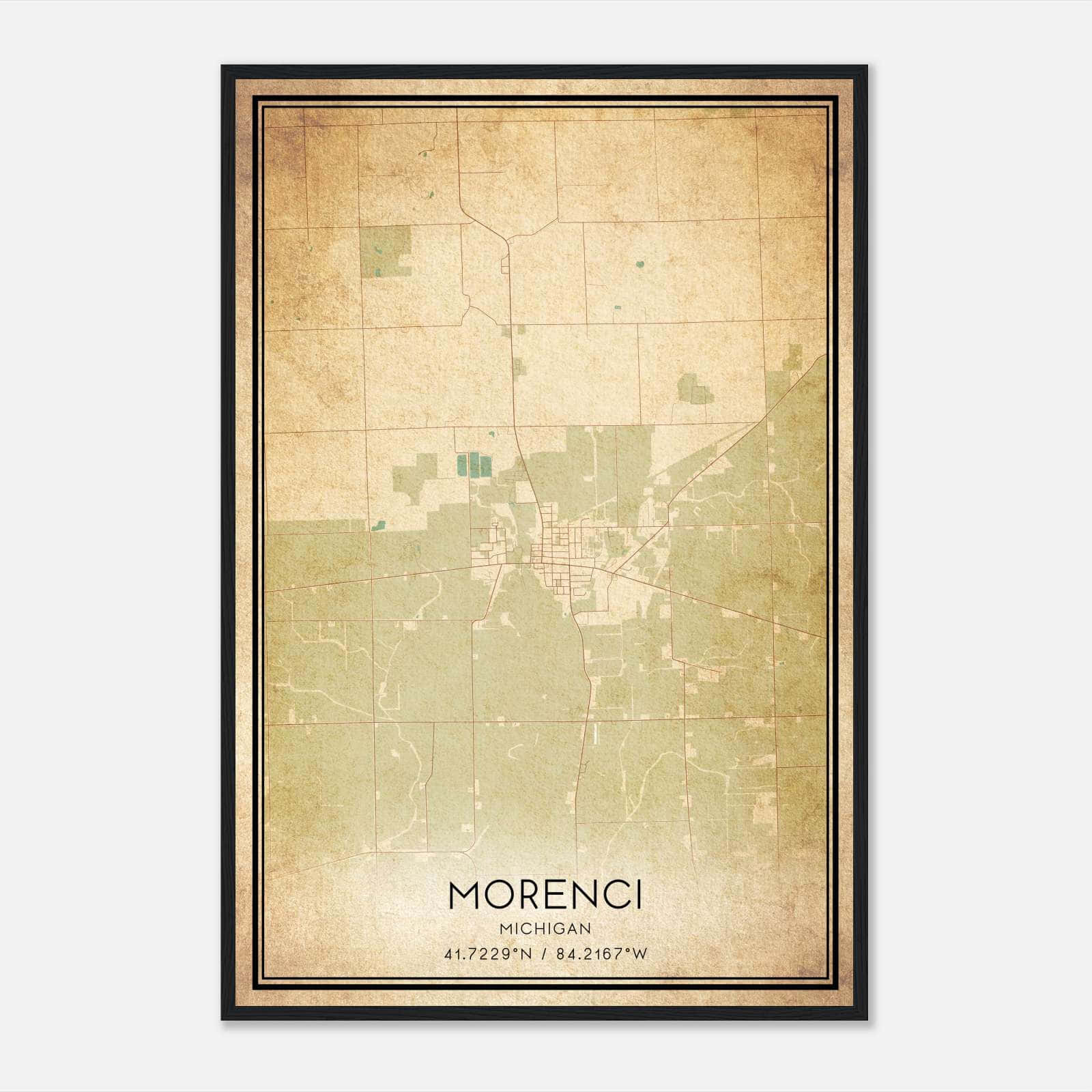 Vintage Morenci Michigan Map Poster, Morenci MI City Road Wall Art Print Vintage Morenci Michigan Map Poster, Morenci MI City Road Wall Art Print