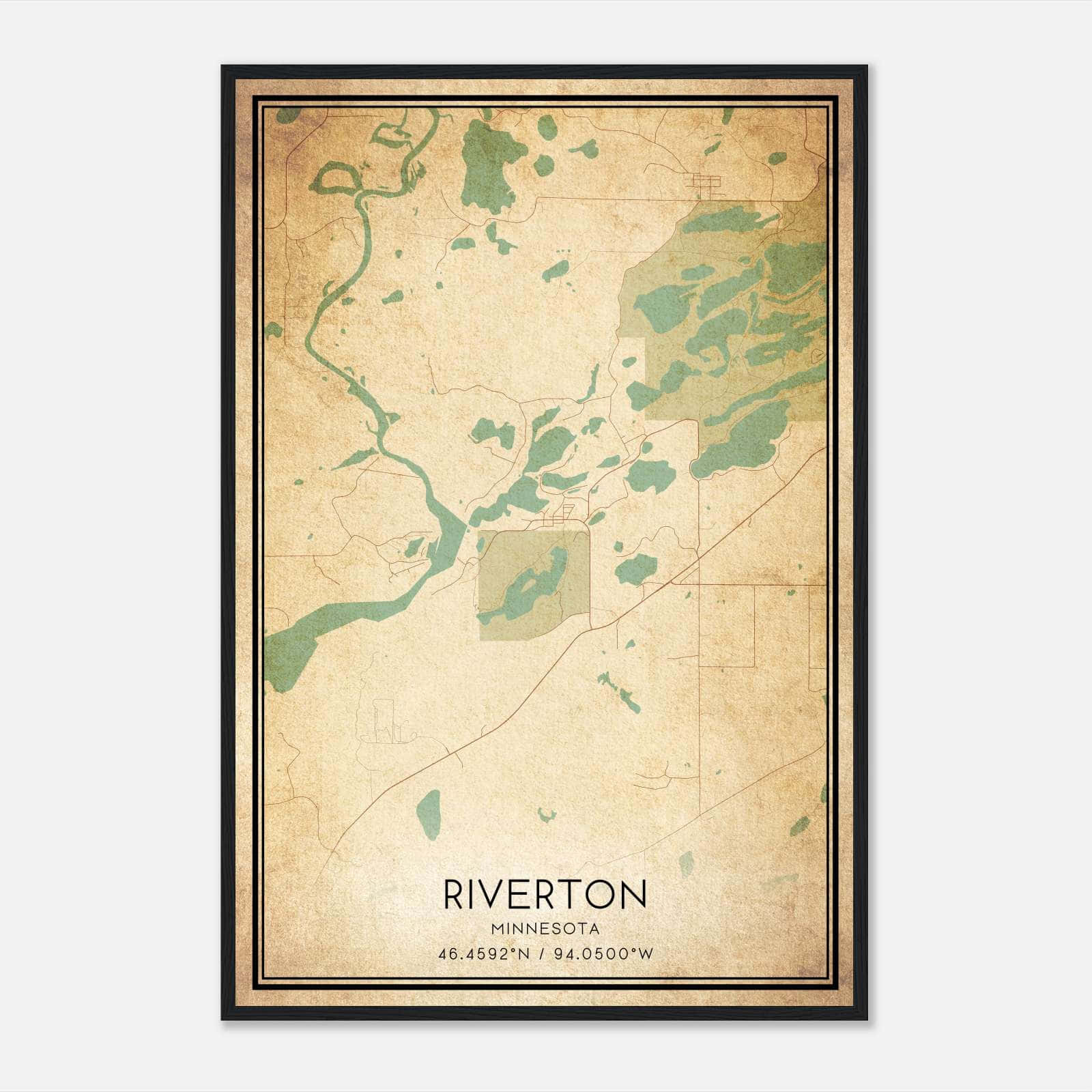 Vintage Riverton Minnesota Map Poster, Riverton MN City Road Wall Art Print Vintage Riverton Minnesota Map Poster, Riverton MN City Road Wall Art Print