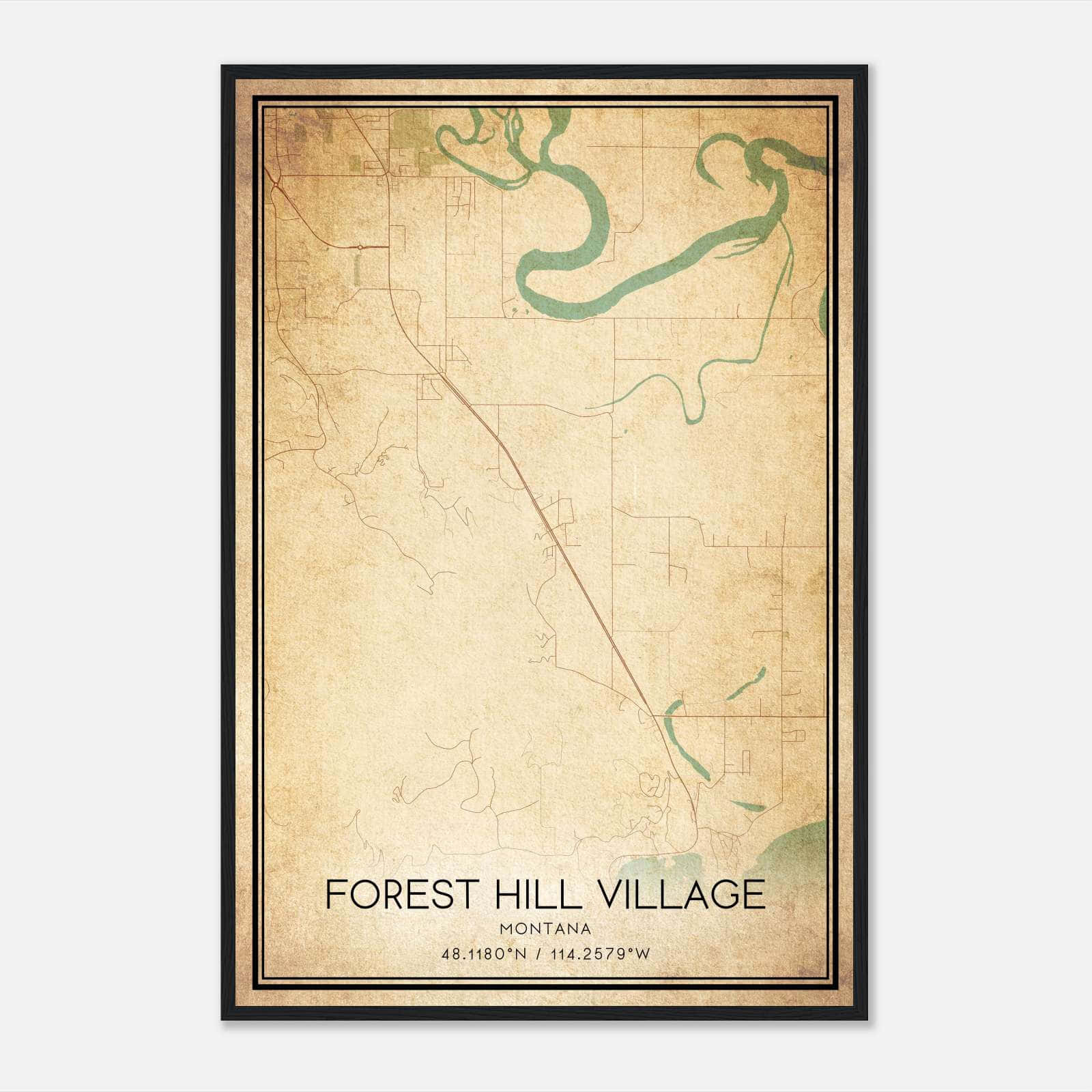 Vintage Forest Hill Village Montana Map Poster, Forest Hill Village MT City Road Wall Art Print Vintage Forest Hill Village Montana Map Poster, Forest Hill Village MT City Road Wall Art Print