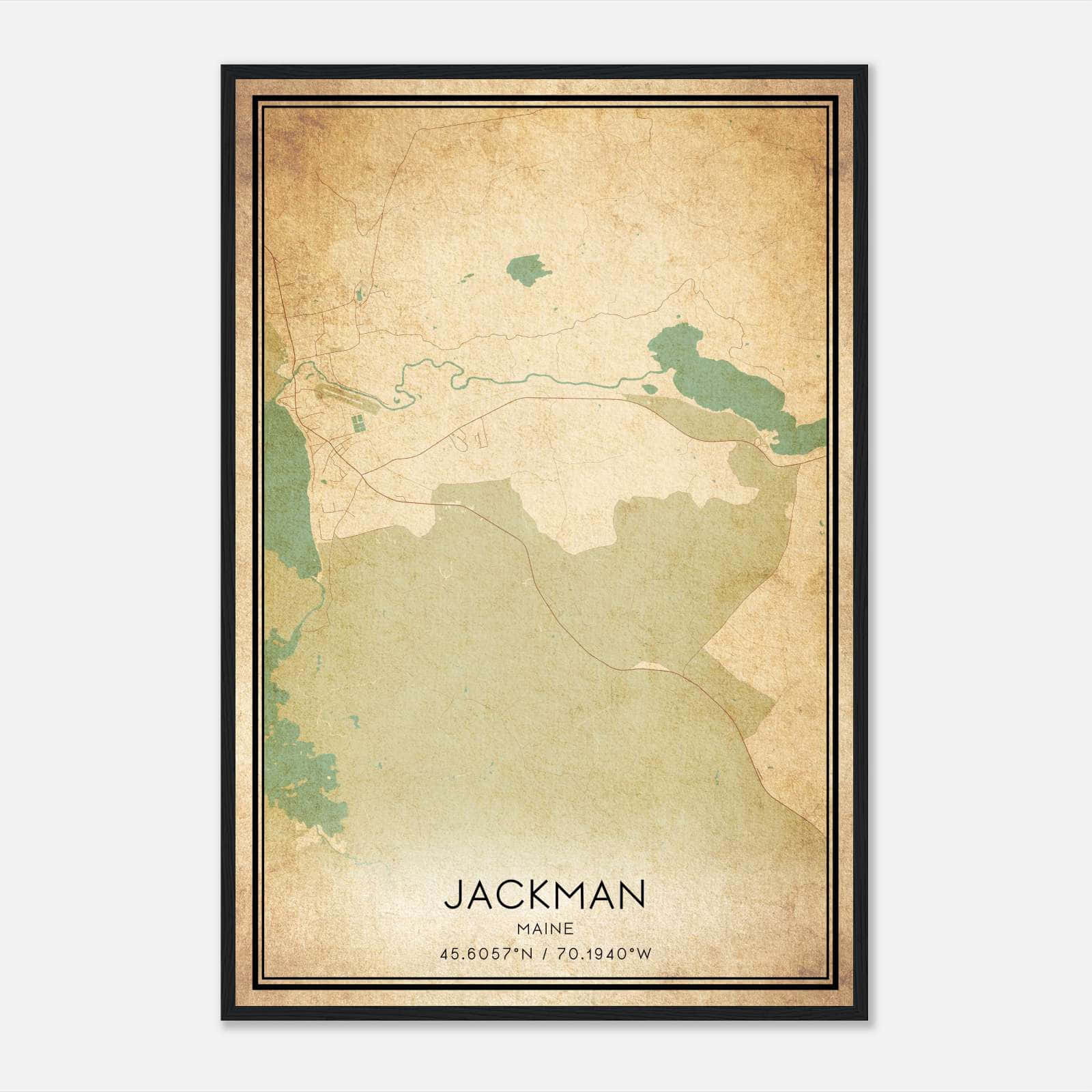 Vintage Jackman Maine Map Poster, Jackman ME City Road Wall Art Print Vintage Jackman Maine Map Poster, Jackman ME City Road Wall Art Print