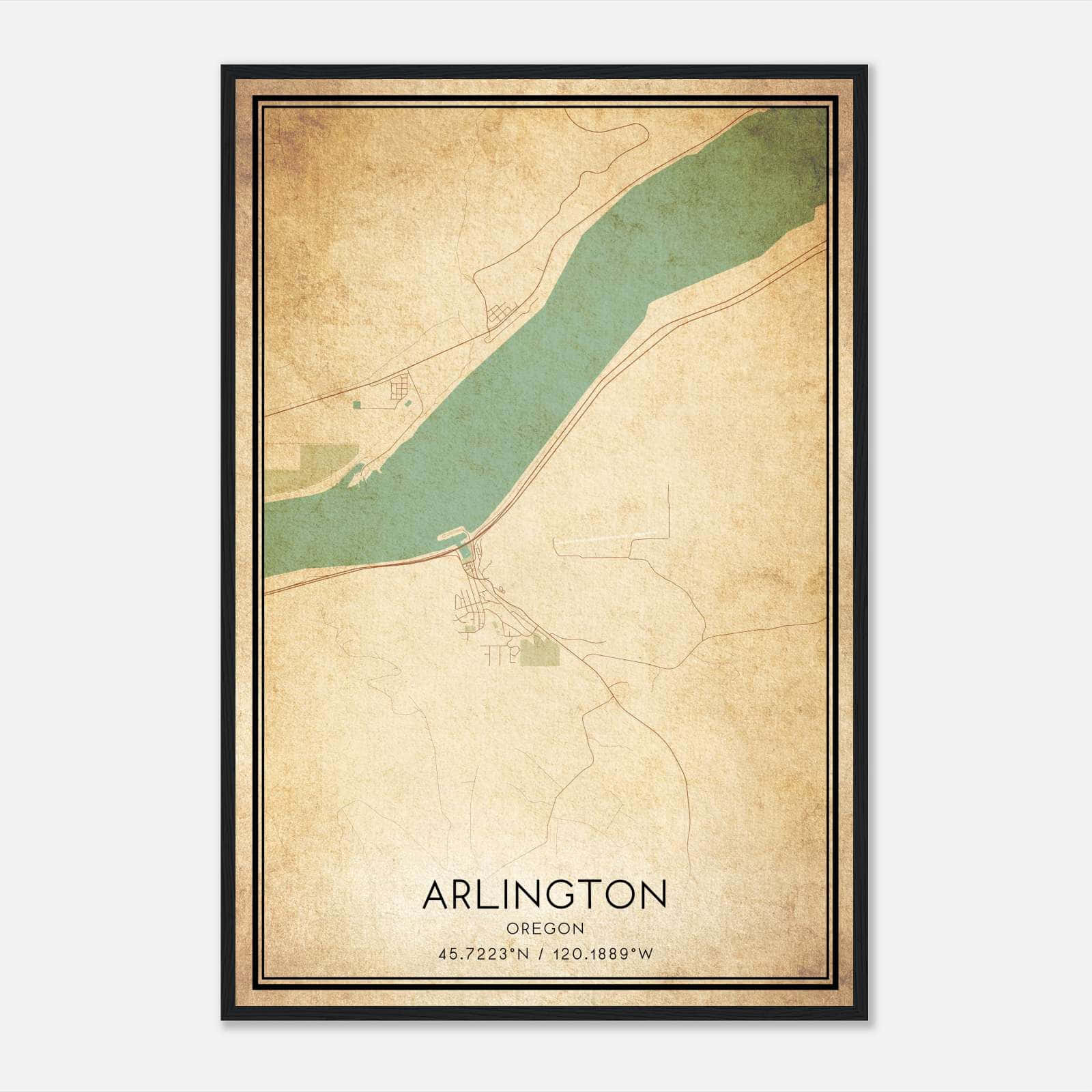 Vintage Arlington Oregon Map Poster, Arlington OR City Road Wall Art Print Vintage Arlington Oregon Map Poster, Arlington OR City Road Wall Art Print