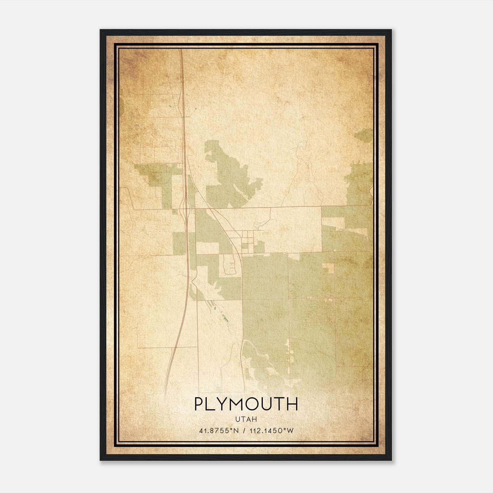 Vintage Plymouth Utah Map Poster, Plymouth UT City Road Wall Art Print Vintage Plymouth Utah Map Poster, Plymouth UT City Road Wall Art Print