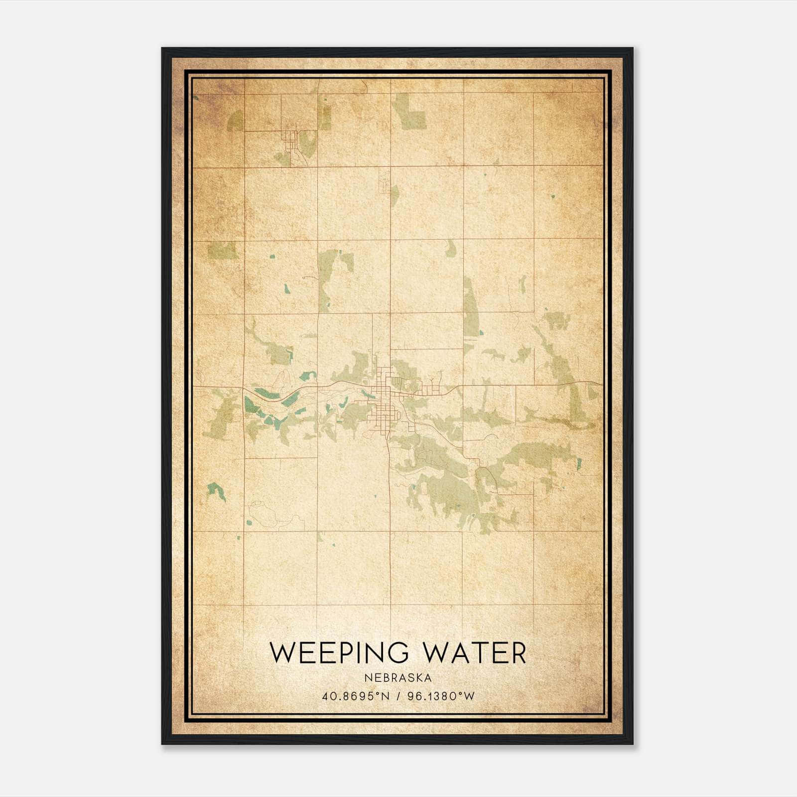 Vintage Weeping Water Nebraska Map Poster, Weeping Water NE City Road Wall Art Print Vintage Weeping Water Nebraska Map Poster, Weeping Water NE City Road Wall Art Print