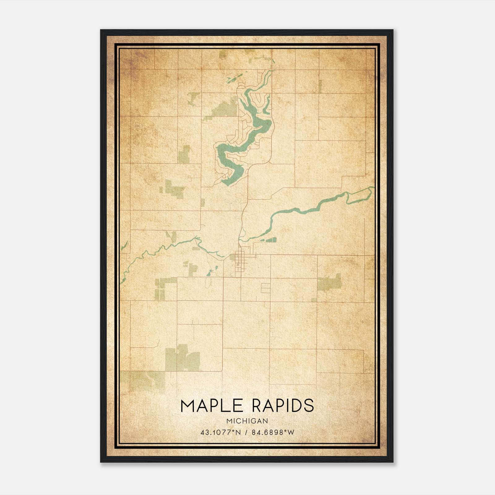 Vintage Maple Rapids Michigan Map Poster, Maple Rapids MI City Road Wall Art Print Vintage Maple Rapids Michigan Map Poster, Maple Rapids MI City Road Wall Art Print