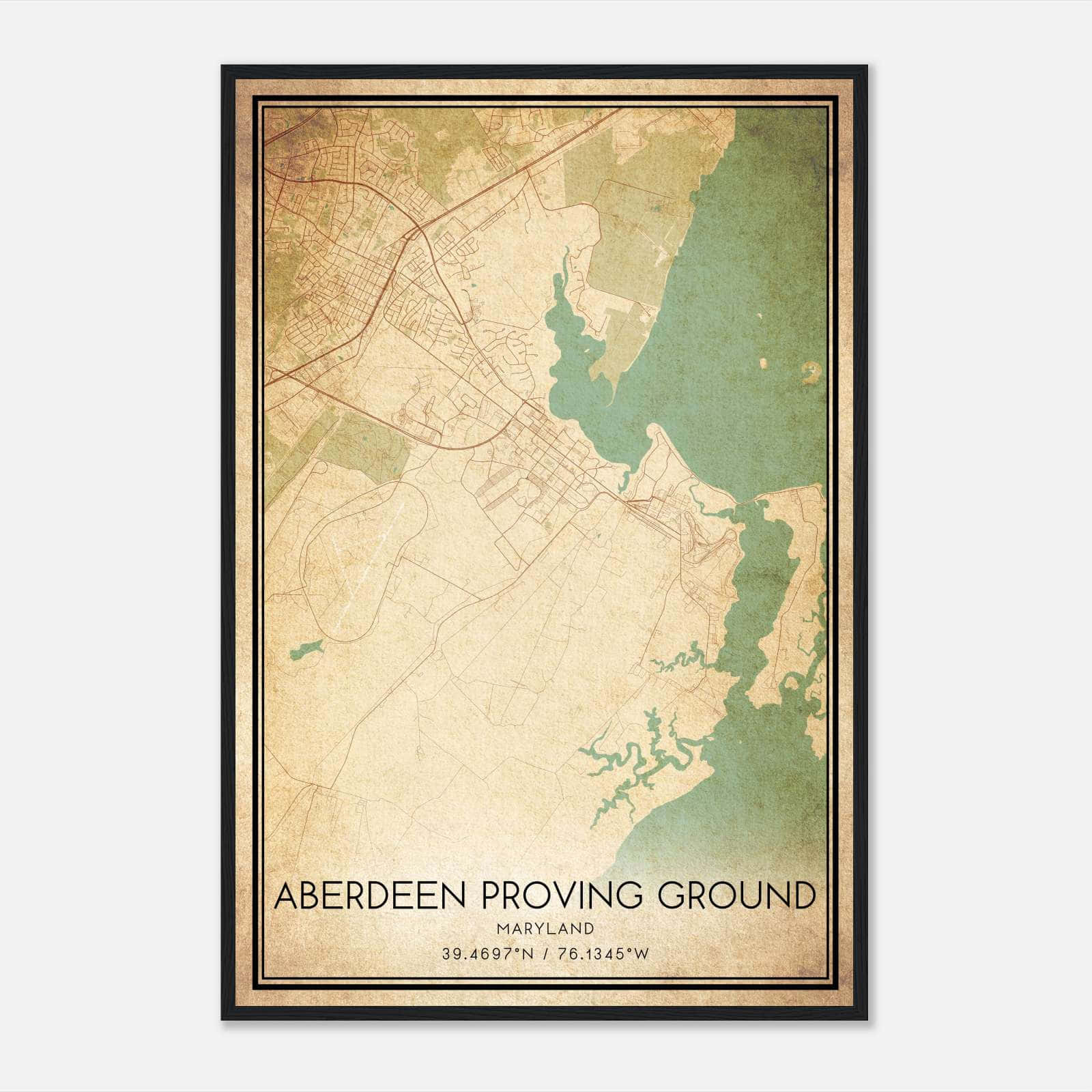 Vintage Aberdeen Proving Ground Maryland Map Poster, Aberdeen Proving