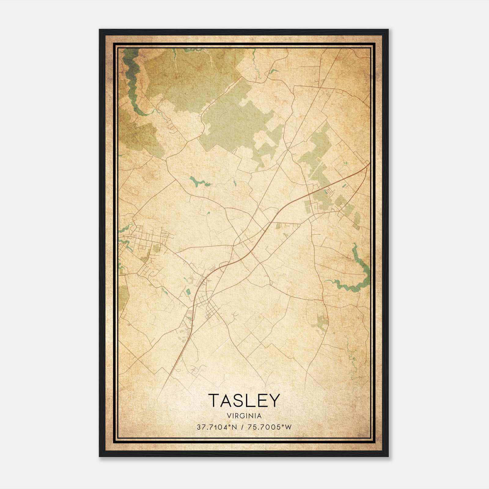 Vintage Tasley Virginia Map Poster, Tasley VA City Road Wall Art Print Vintage Tasley Virginia Map Poster, Tasley VA City Road Wall Art Print