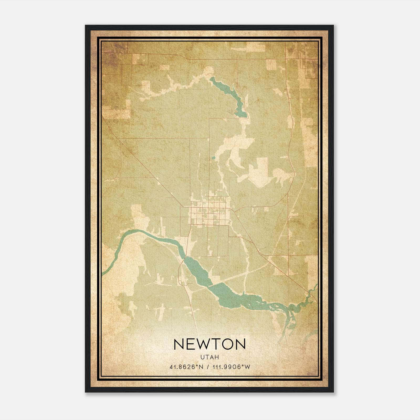 Vintage Newton Utah Map Poster, Newton UT City Road Wall Art Print Vintage Newton Utah Map Poster, Newton UT City Road Wall Art Print