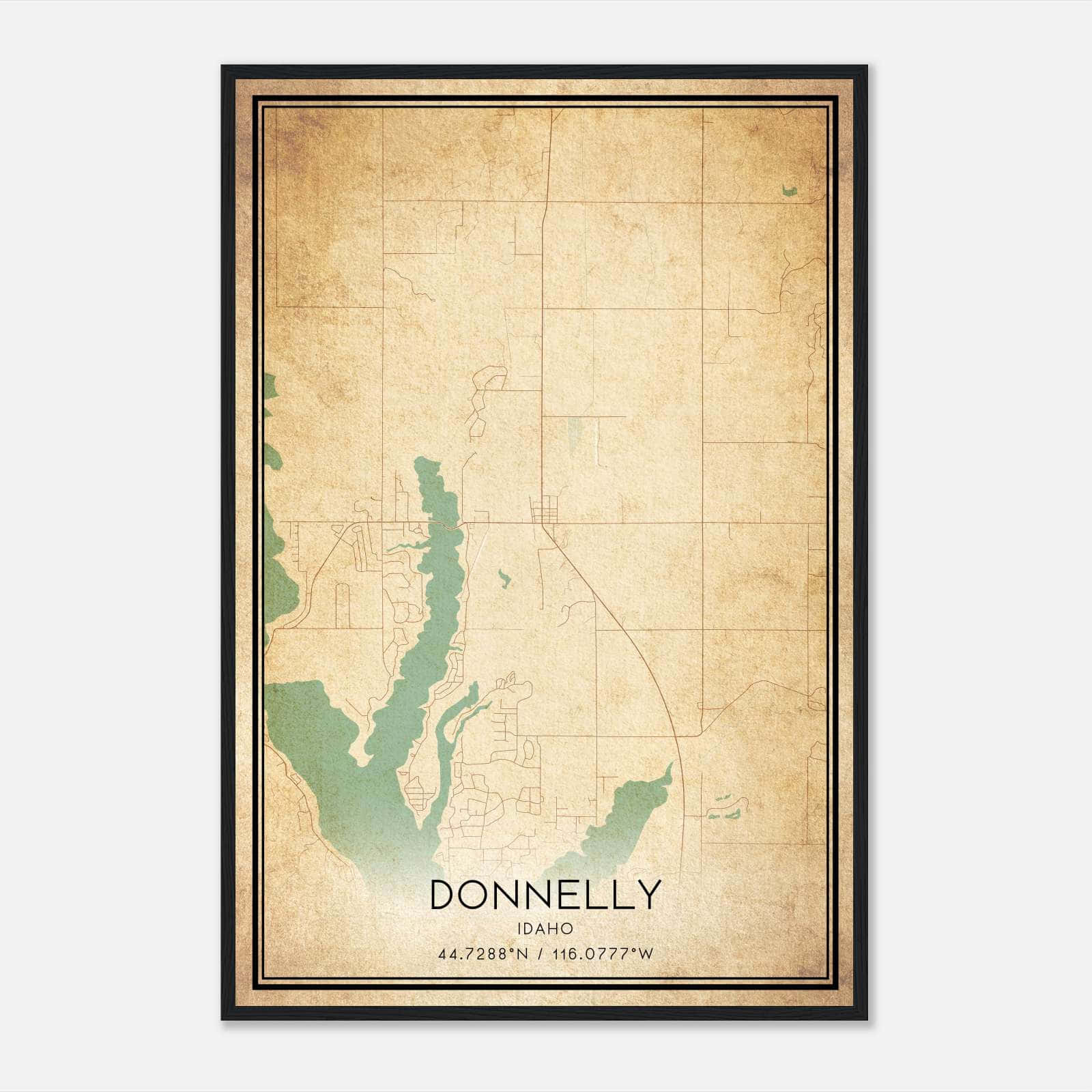 Vintage Donnelly Idaho Map Poster, Donnelly ID City Road Wall Art Print Vintage Donnelly Idaho Map Poster, Donnelly ID City Road Wall Art Print