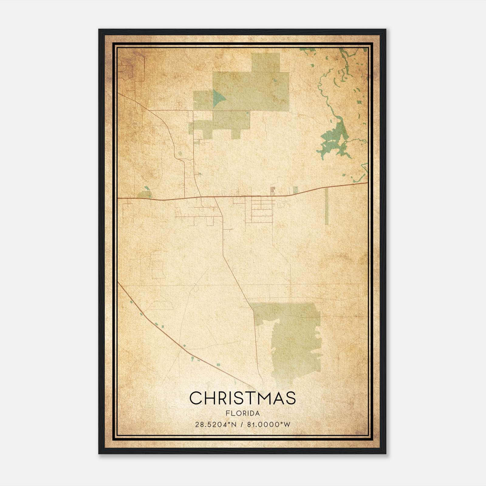 Vintage Christmas Florida Map Poster, Christmas FL City Road Wall Art Print Vintage Christmas Florida Map Poster, Christmas FL City Road Wall Art Print