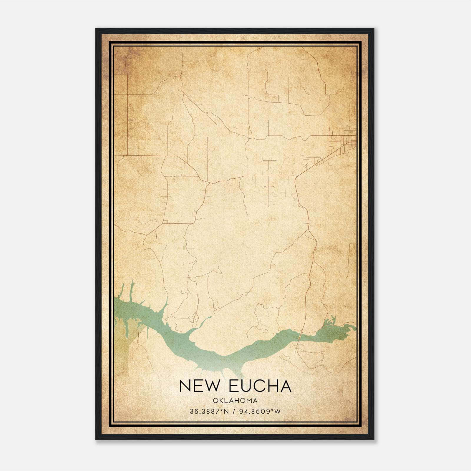 Vintage New Eucha Oklahoma Map Poster, New Eucha OK City Road Wall Art Print Vintage New Eucha Oklahoma Map Poster, New Eucha OK City Road Wall Art Print