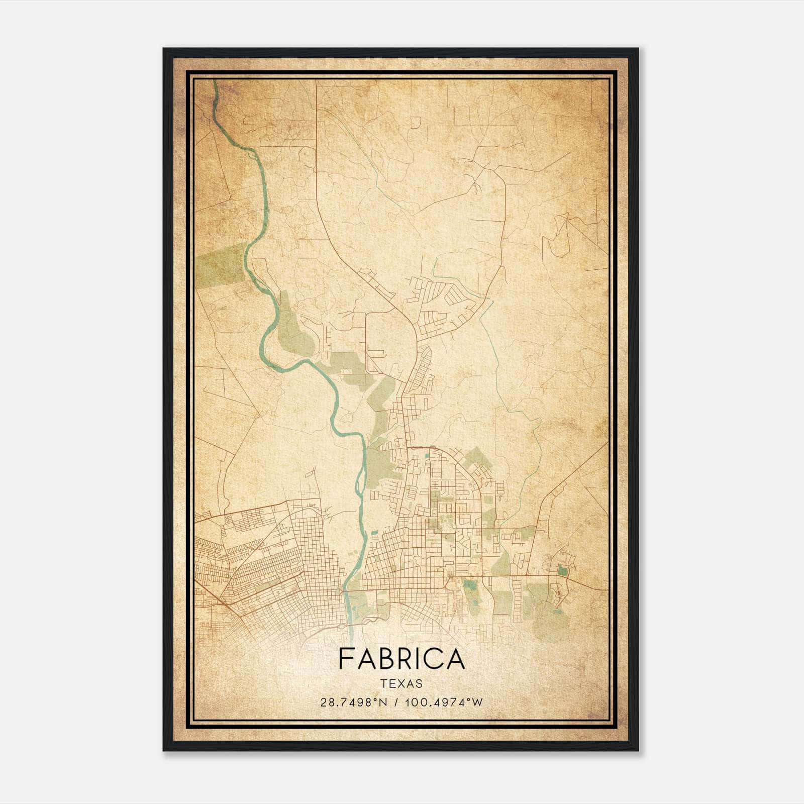 Vintage Fabrica Texas Map Poster, Fabrica TX City Road Wall Art Print Vintage Fabrica Texas Map Poster, Fabrica TX City Road Wall Art Print