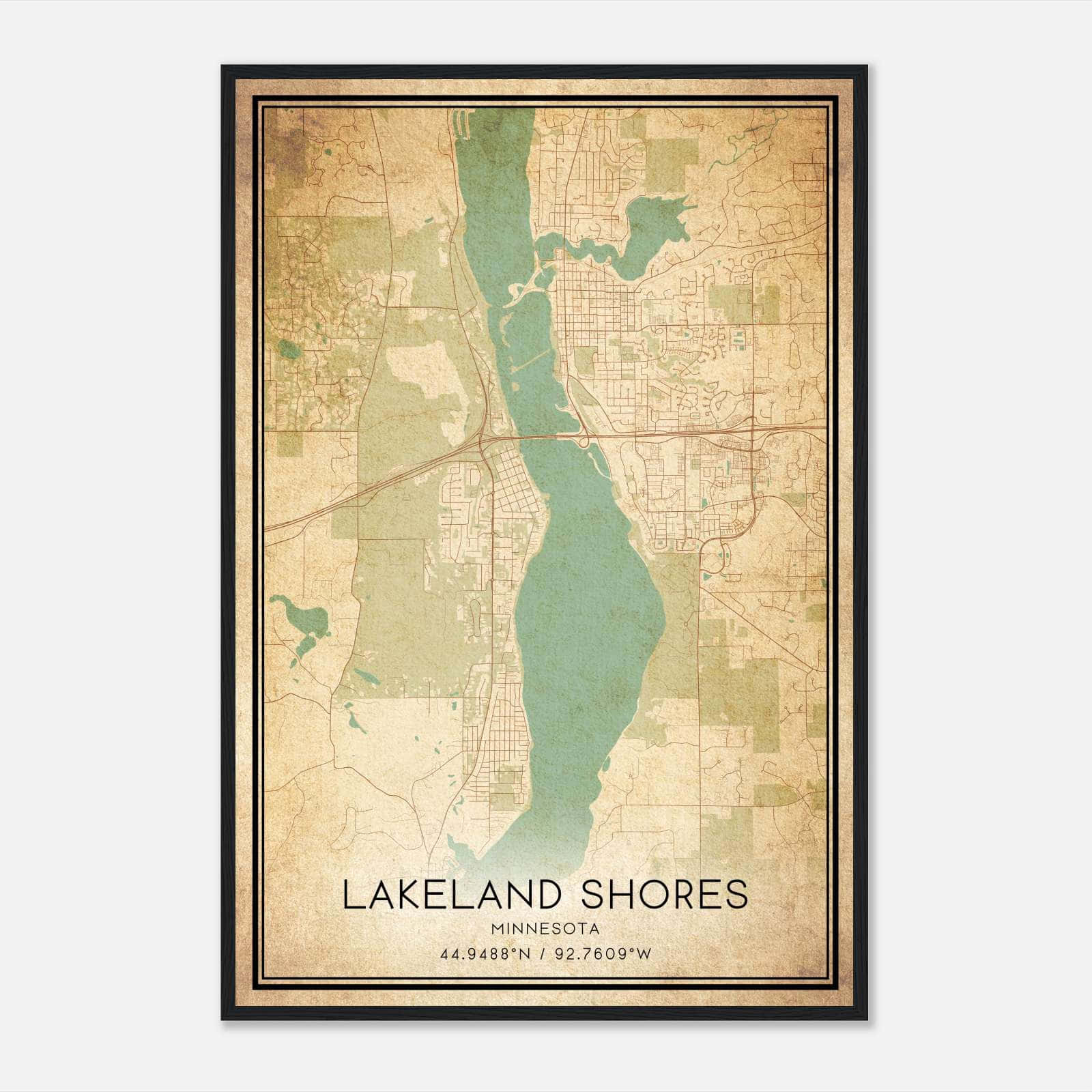 Vintage Lakeland Shores Minnesota Map Poster, Lakeland Shores MN City Road Wall Art Print Vintage Lakeland Shores Minnesota Map Poster, Lakeland Shores MN City Road Wall Art Print