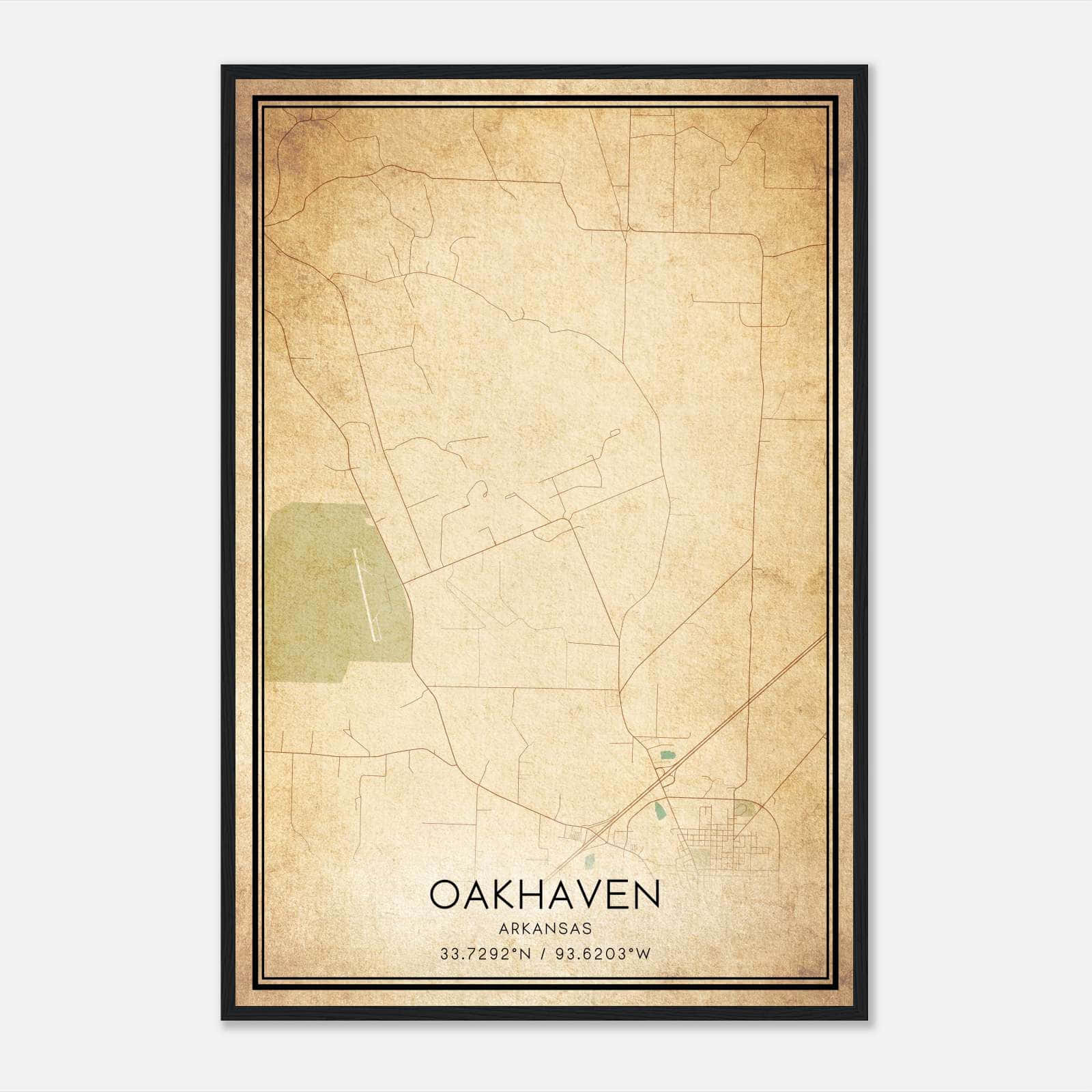 Vintage Oakhaven Arkansas Map Poster, Oakhaven AR City Road Wall Art Print Vintage Oakhaven Arkansas Map Poster, Oakhaven AR City Road Wall Art Print