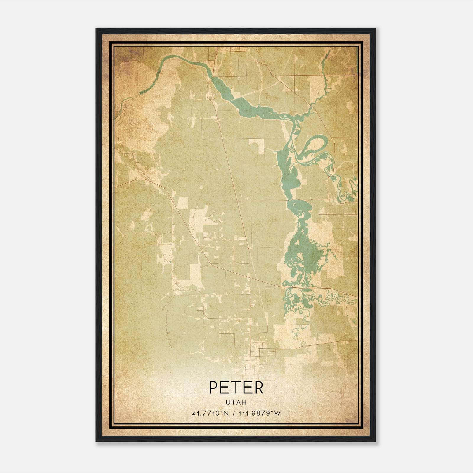 Vintage Peter Utah Map Poster, Peter UT City Road Wall Art Print Vintage Peter Utah Map Poster, Peter UT City Road Wall Art Print