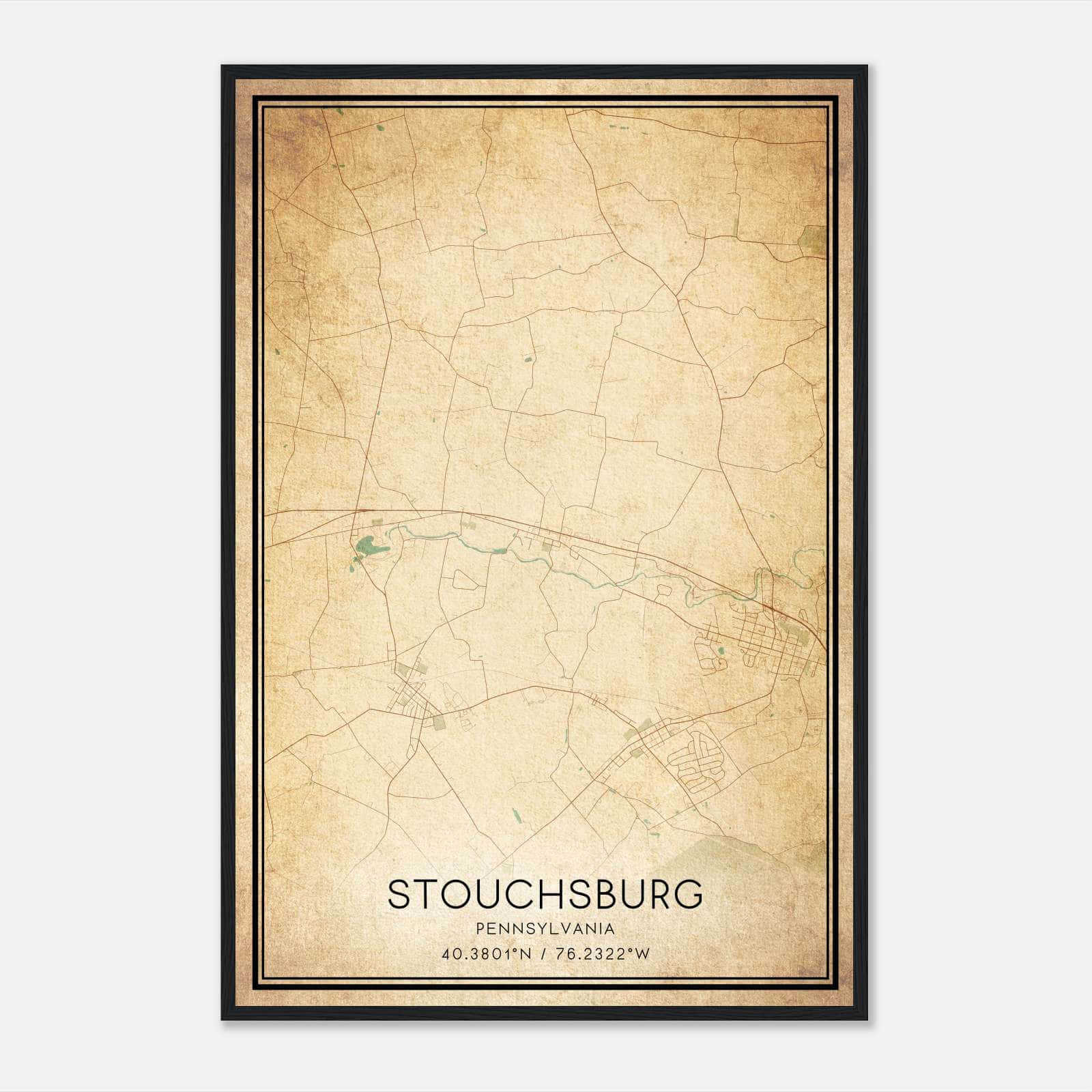 Vintage Stouchsburg Pennsylvania Map Poster, Stouchsburg PA City Road Wall Art Print Vintage Stouchsburg Pennsylvania Map Poster, Stouchsburg PA City Road Wall Art Print