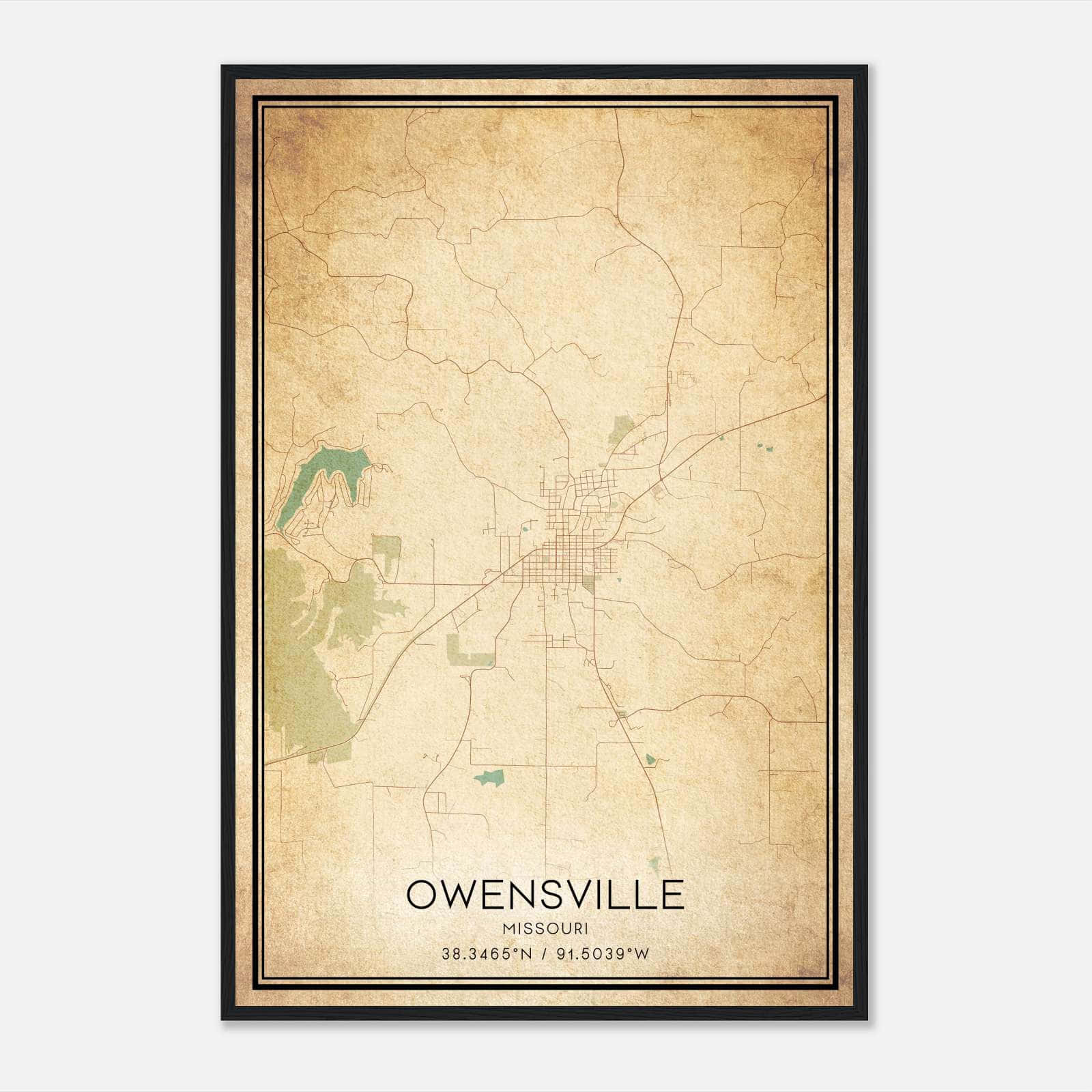 Vintage Owensville Missouri Map Poster, Owensville MO City Road Wall Art Print Vintage Owensville Missouri Map Poster, Owensville MO City Road Wall Art Print