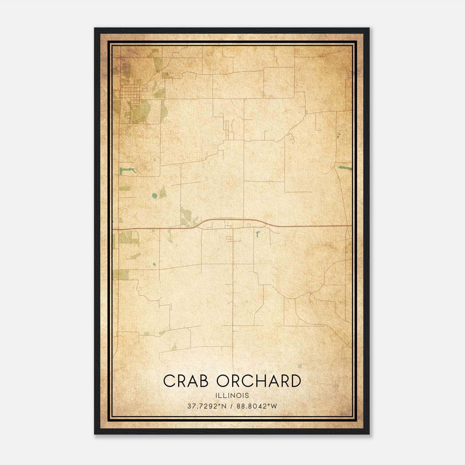 Vintage Crab Orchard Illinois Map Poster, Crab Orchard IL City Road Wall Art Print Vintage Crab Orchard Illinois Map Poster, Crab Orchard IL City Road Wall Art Print