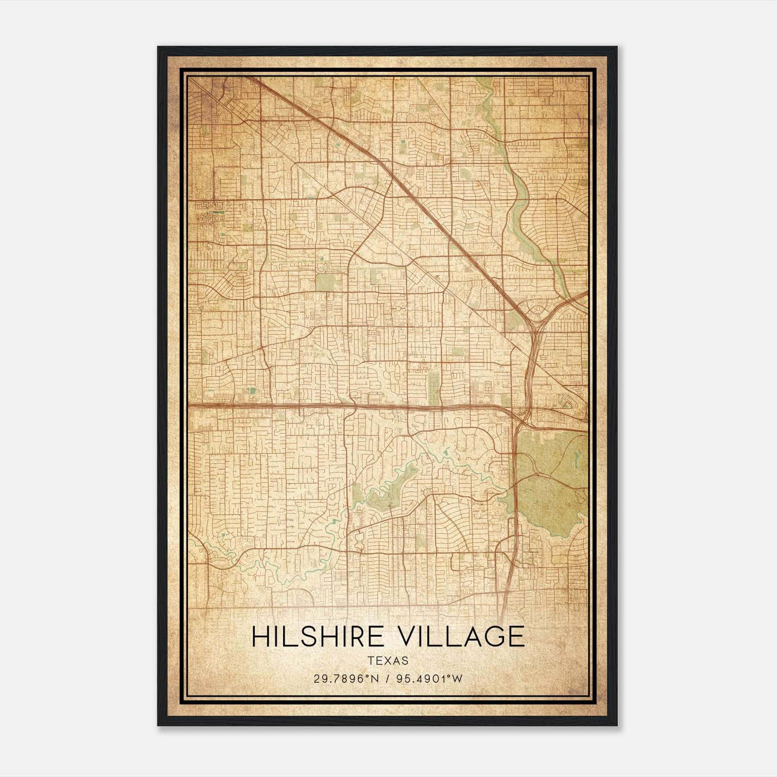 Vintage Hilshire Village Texas Map Poster, Hilshire Village TX City Road Wall Art Print Vintage Hilshire Village Texas Map Poster, Hilshire Village TX City Road Wall Art Print