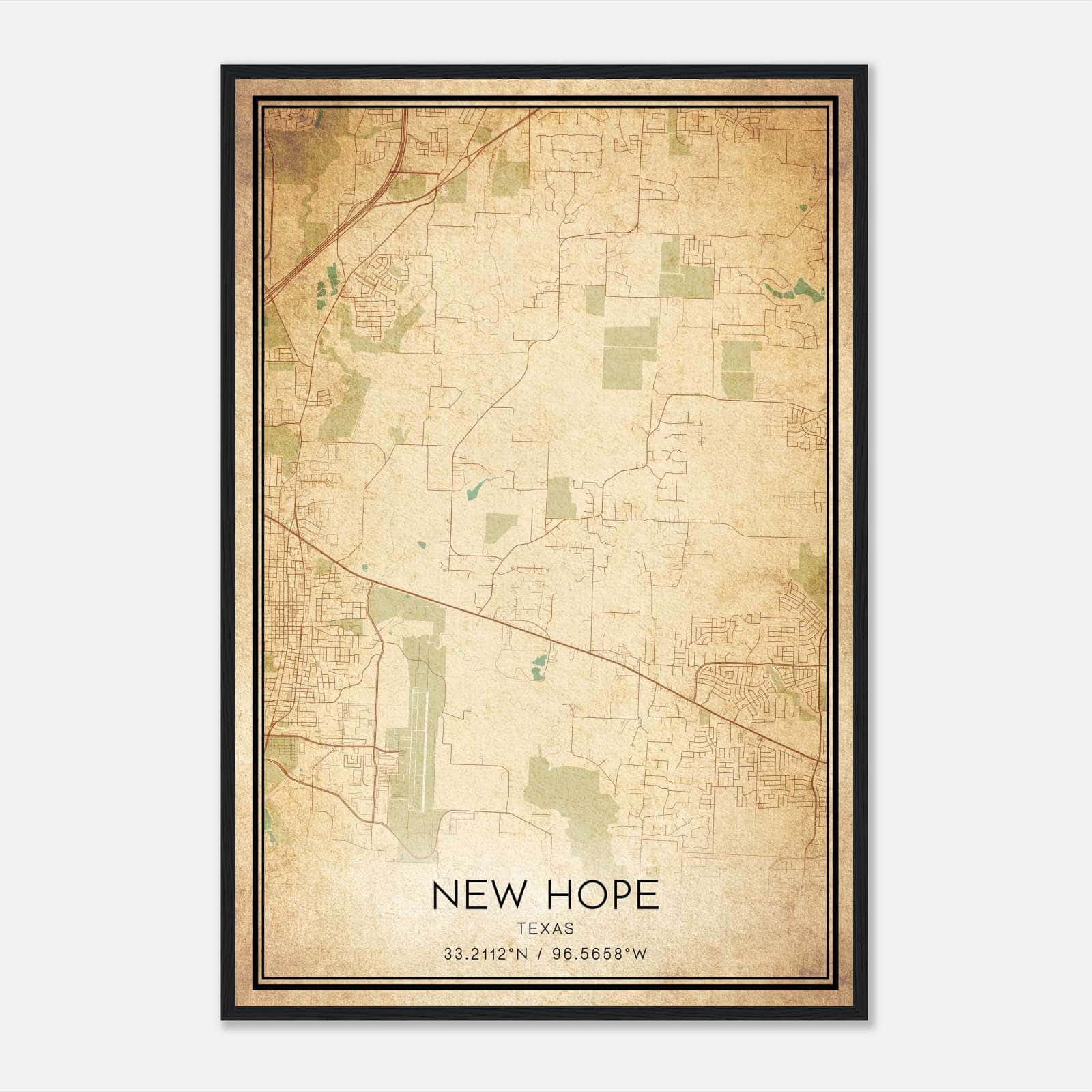 Vintage New Hope Texas Map Poster, New Hope TX City Road Wall Art Print Vintage New Hope Texas Map Poster, New Hope TX City Road Wall Art Print