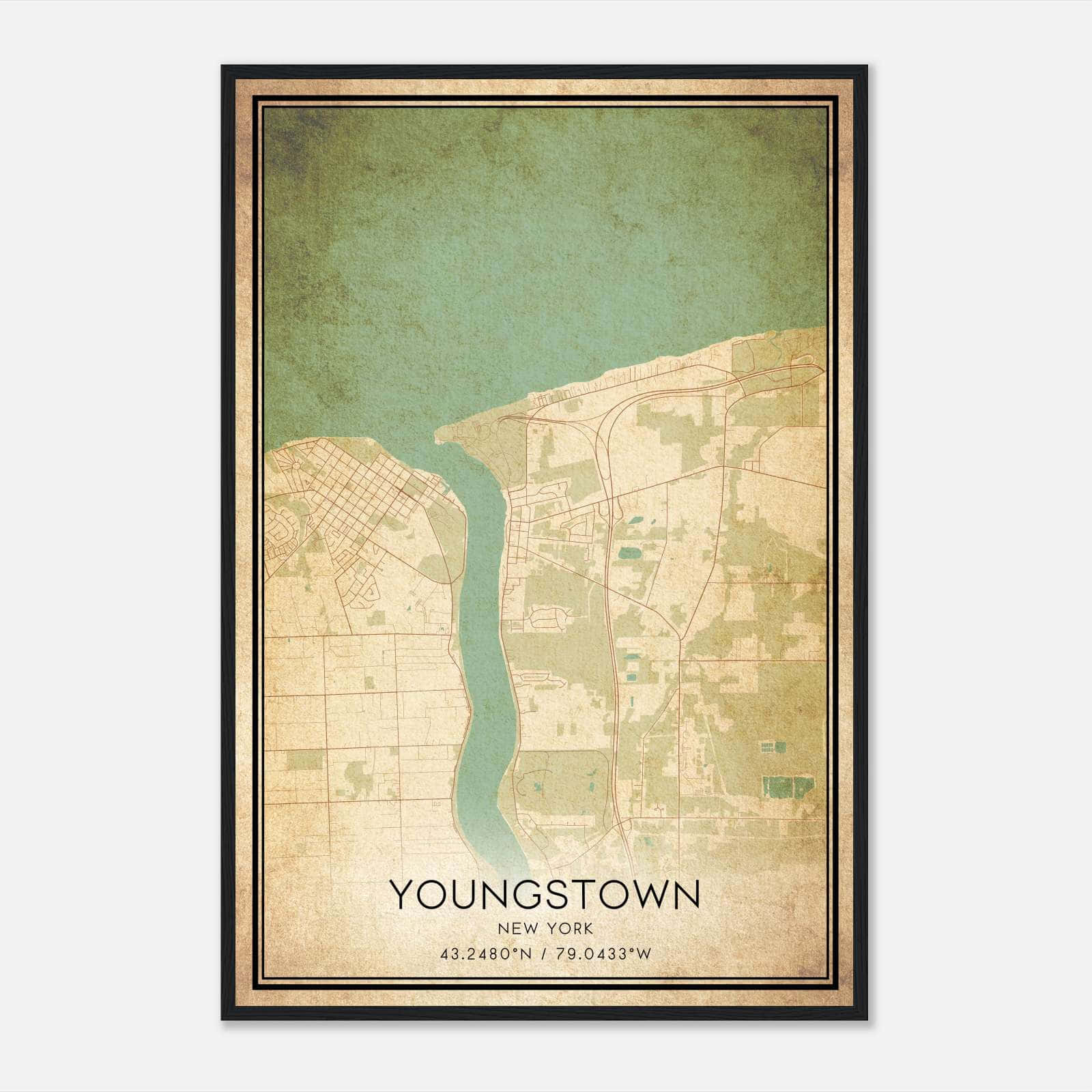 Vintage Youngstown New York Map Poster, Youngstown NY City Road Wall Art Print Vintage Youngstown New York Map Poster, Youngstown NY City Road Wall Art Print