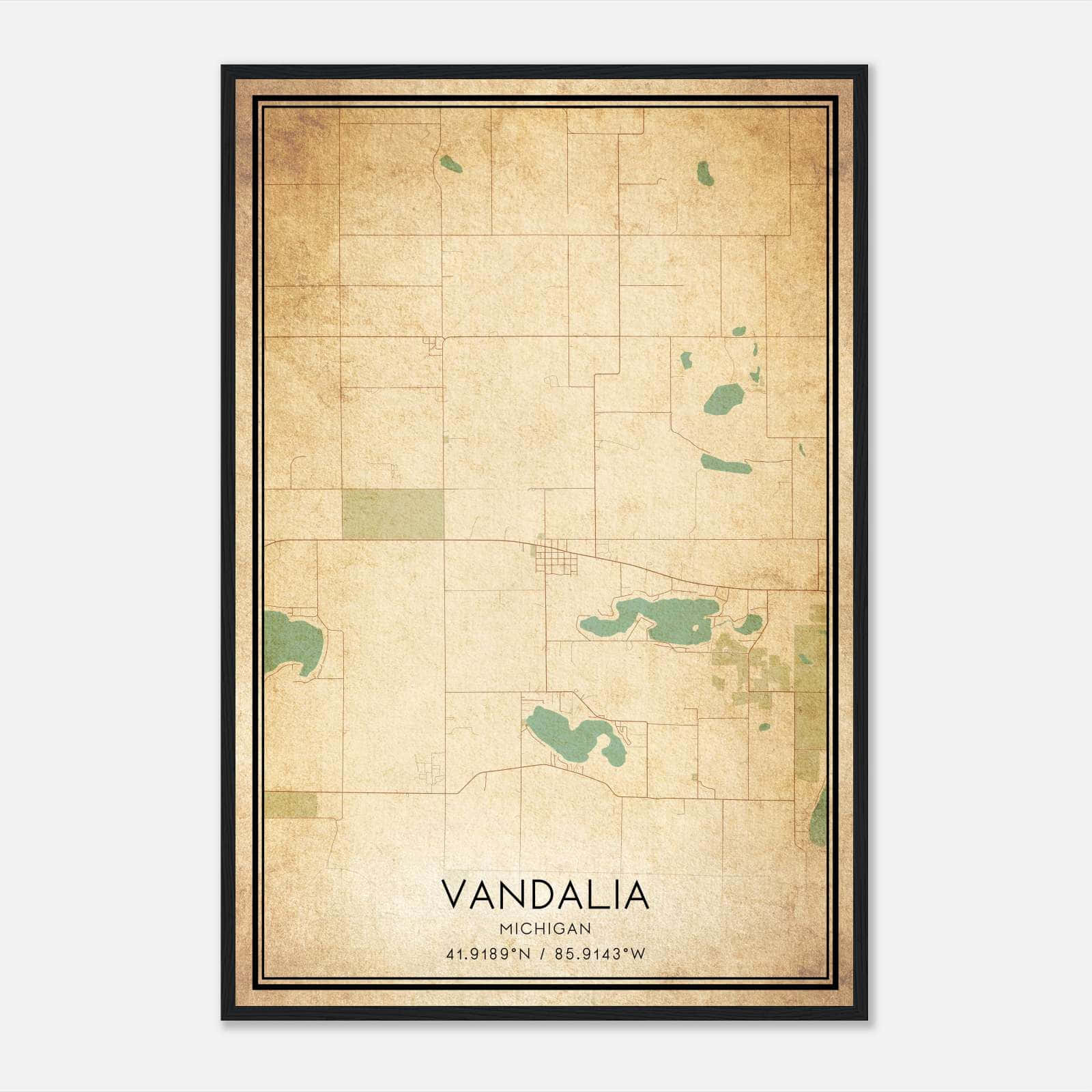 Vintage Vandalia Michigan Map Poster, Vandalia MI City Road Wall Art Print Vintage Vandalia Michigan Map Poster, Vandalia MI City Road Wall Art Print