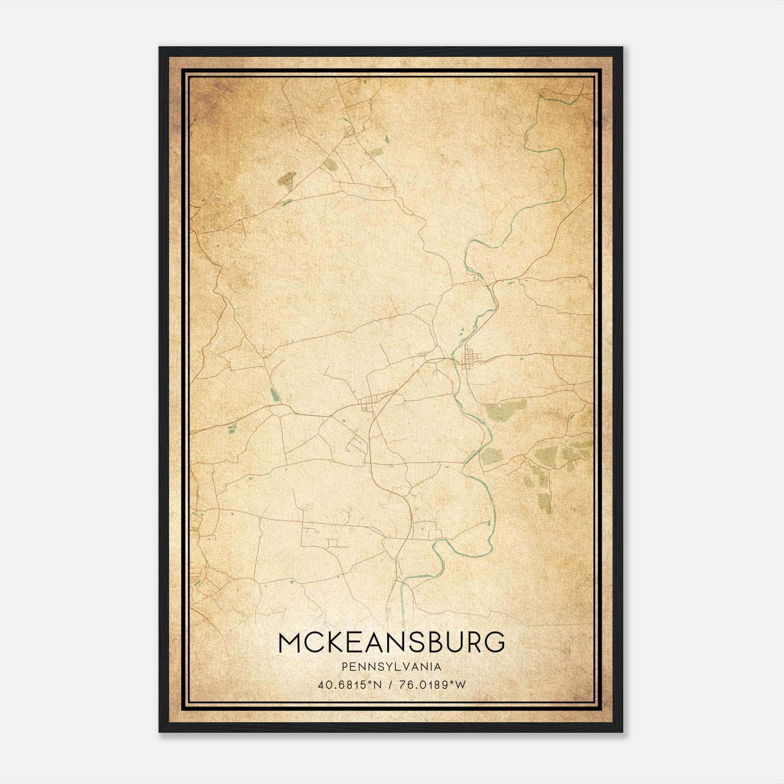 Vintage Mckeansburg Pennsylvania Map Poster, Mckeansburg PA City Road Wall Art Print Vintage Mckeansburg Pennsylvania Map Poster, Mckeansburg PA City Road Wall Art Print