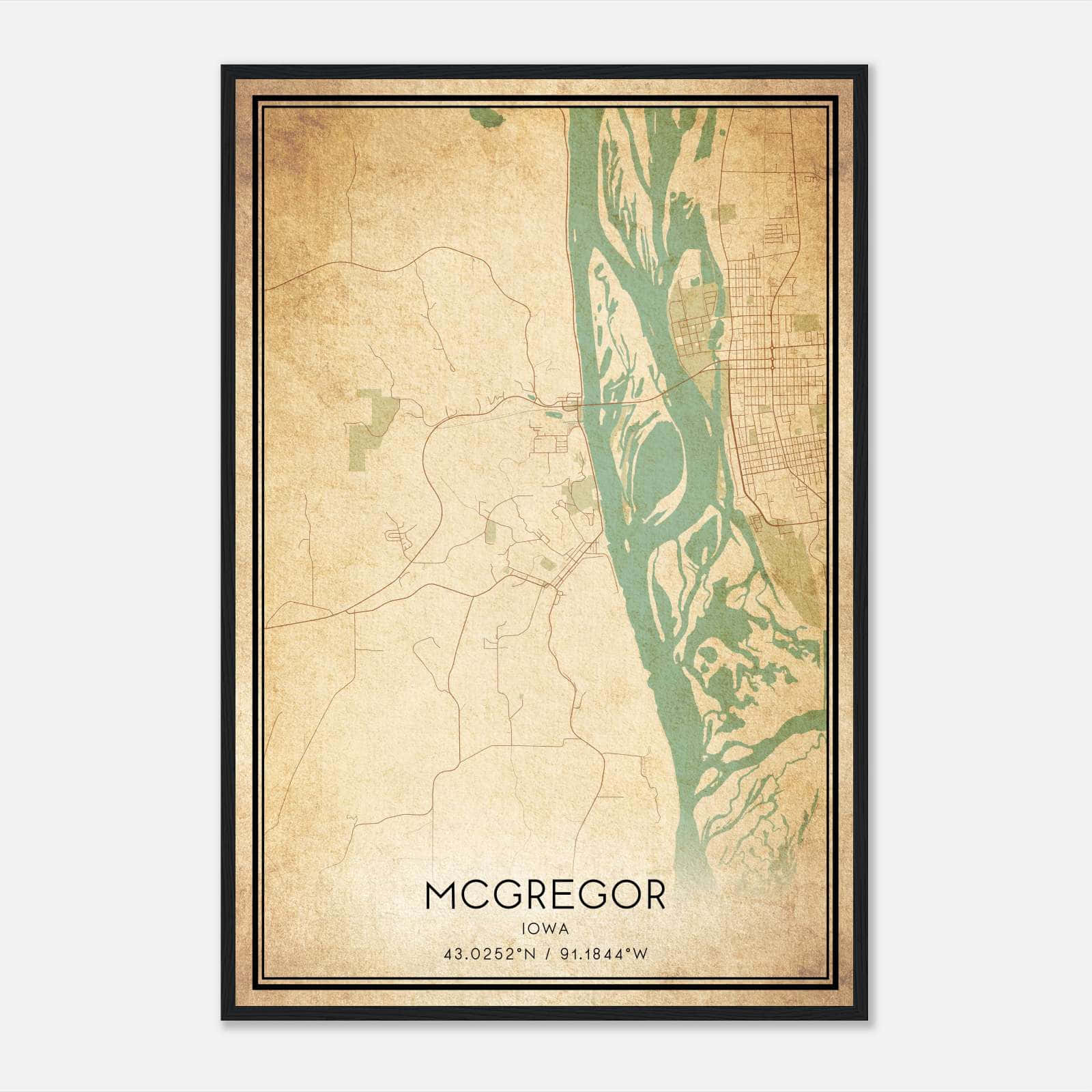 Vintage Mcgregor Iowa Map Poster, Mcgregor IA City Road Wall Art Print Vintage Mcgregor Iowa Map Poster, Mcgregor IA City Road Wall Art Print