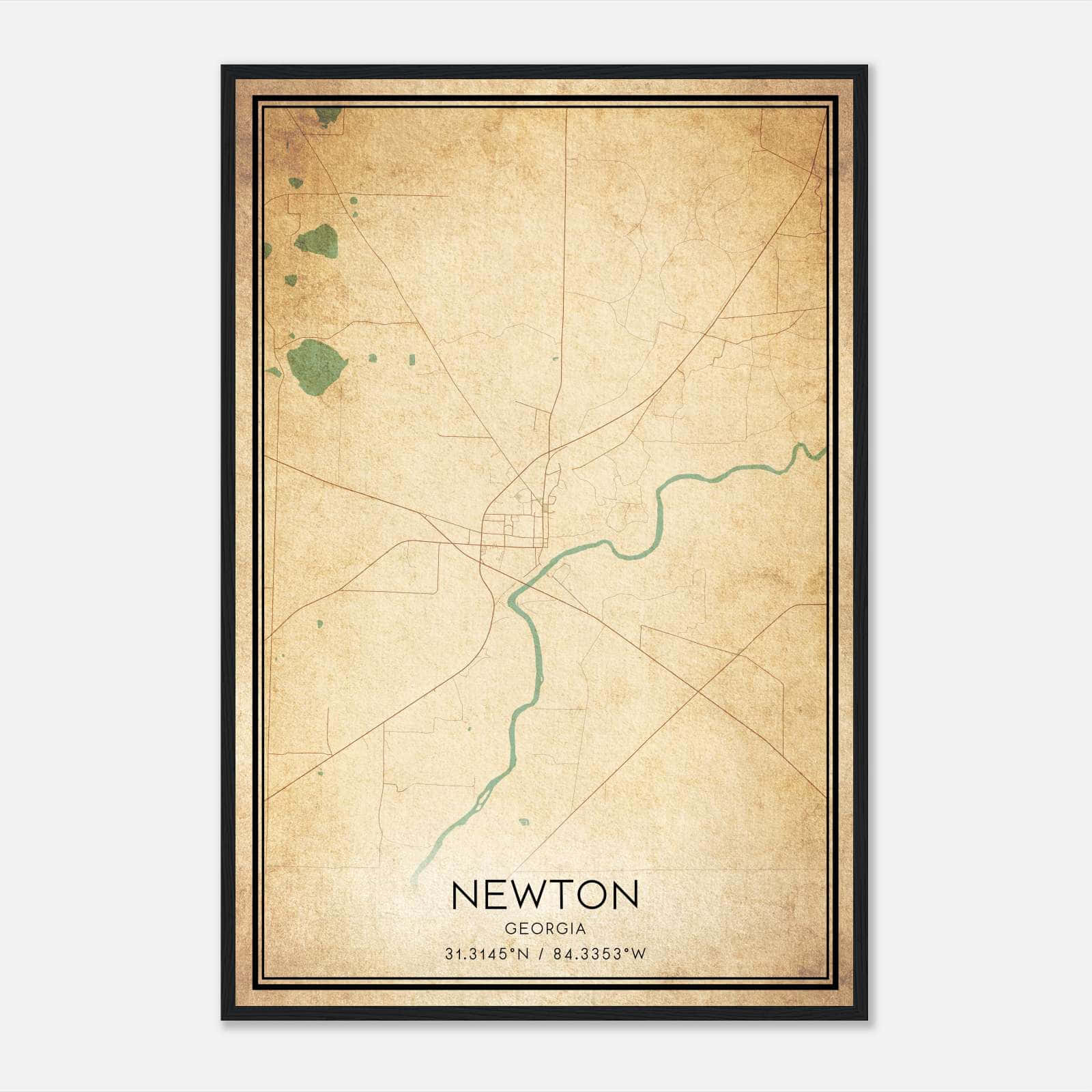 Vintage Newton Georgia Map Poster, Newton GA City Road Wall Art Print Vintage Newton Georgia Map Poster, Newton GA City Road Wall Art Print