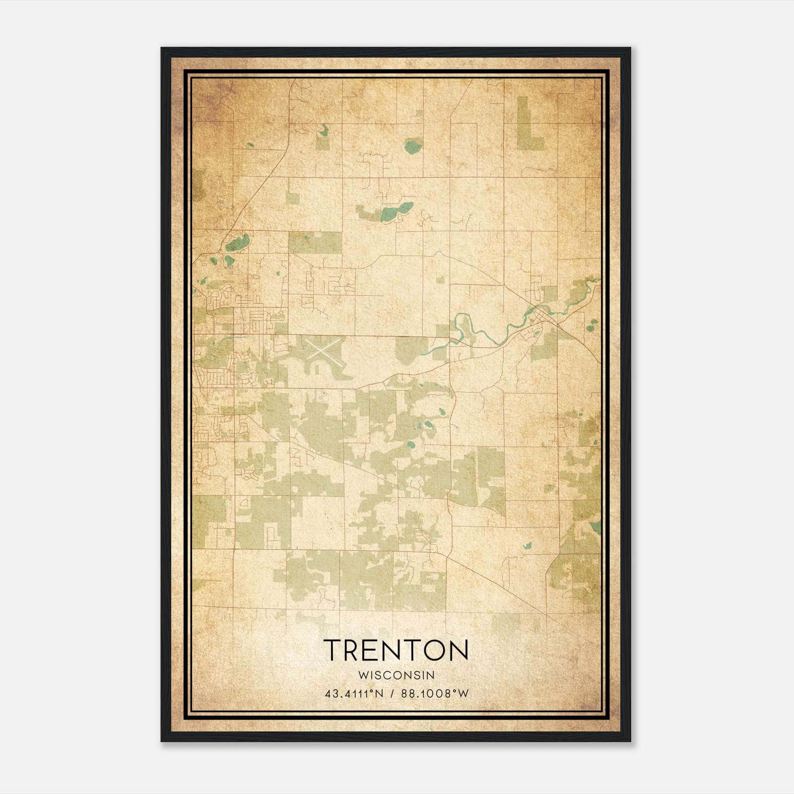 Vintage Trenton Wisconsin Map Poster, Trenton WI City Road Wall Art Print Vintage Trenton Wisconsin Map Poster, Trenton WI City Road Wall Art Print