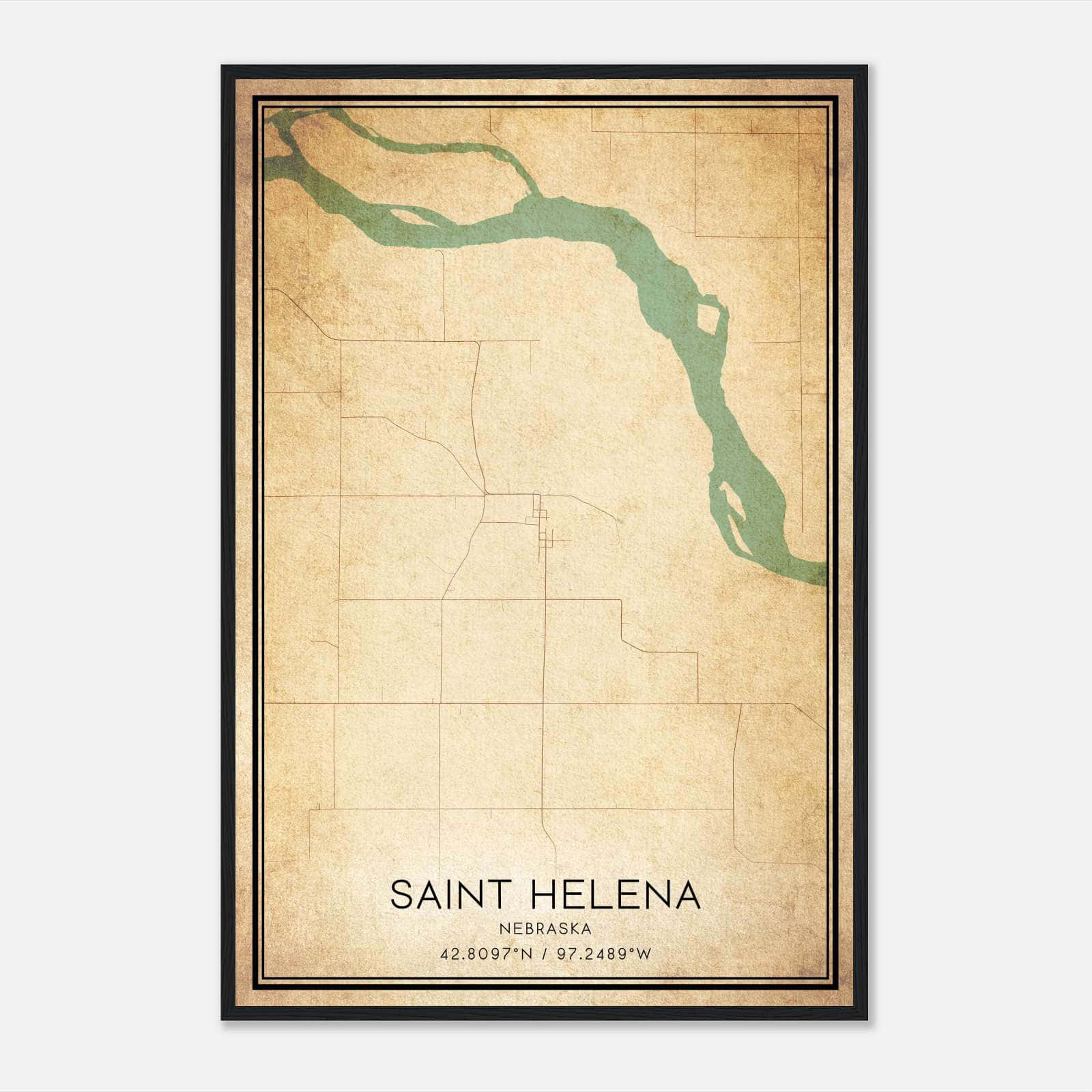 Vintage Saint Helena Nebraska Map Poster, Saint Helena NE City Road Wall Art Print Vintage Saint Helena Nebraska Map Poster, Saint Helena NE City Road Wall Art Print