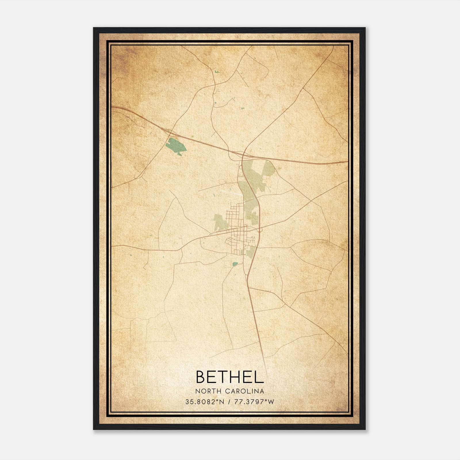 Vintage Bethel North Carolina Map Poster, Bethel NC City Road Wall Art Print Vintage Bethel North Carolina Map Poster, Bethel NC City Road Wall Art Print