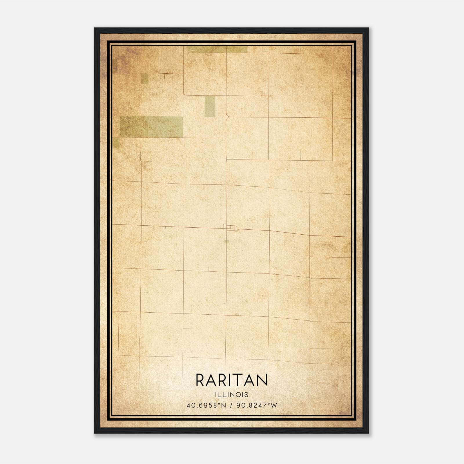 Vintage Raritan Illinois Map Poster, Raritan IL City Road Wall Art Print Vintage Raritan Illinois Map Poster, Raritan IL City Road Wall Art Print