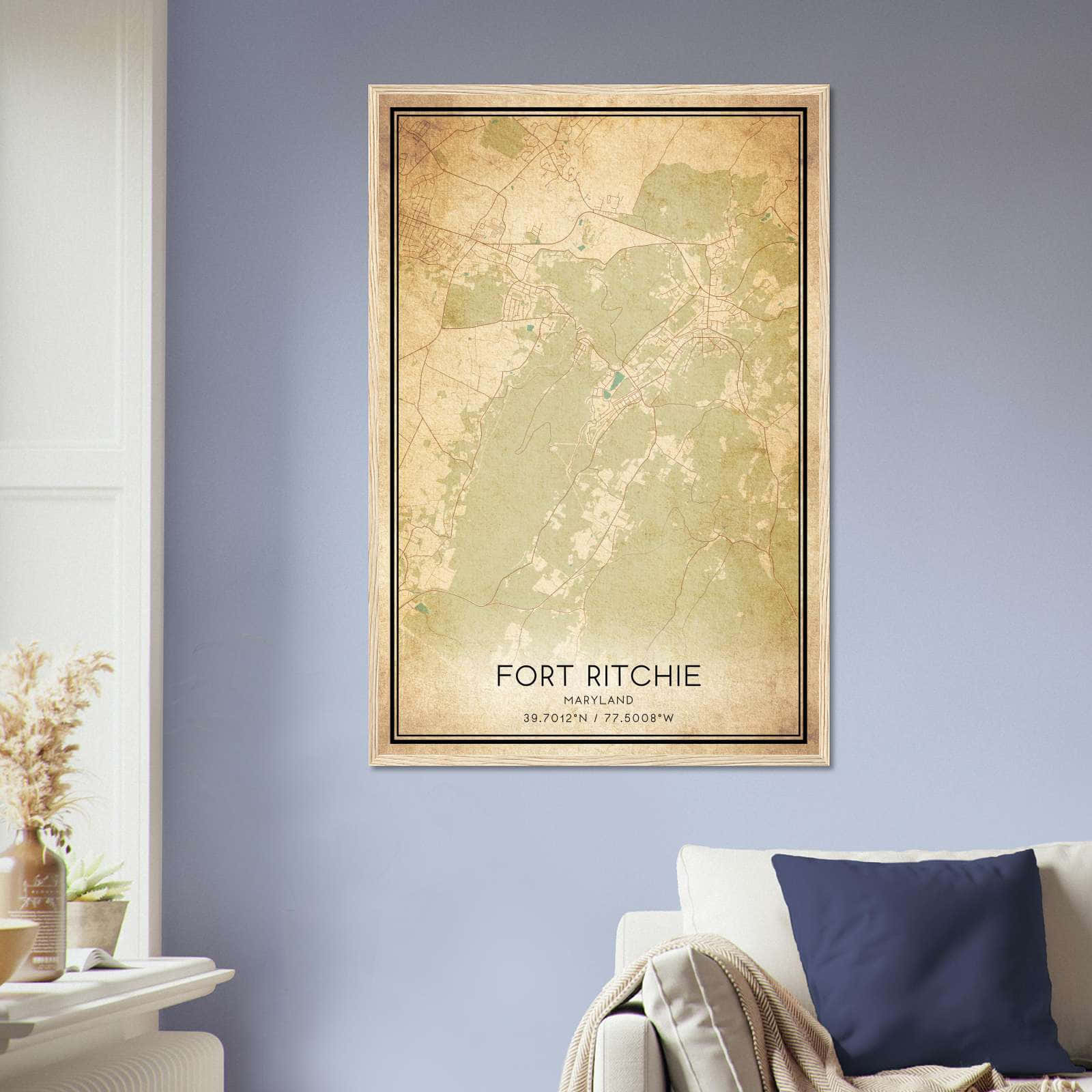 Vintage Fort Ritchie Maryland Map Poster, Fort Ritchie MD City Road Wall Art Print