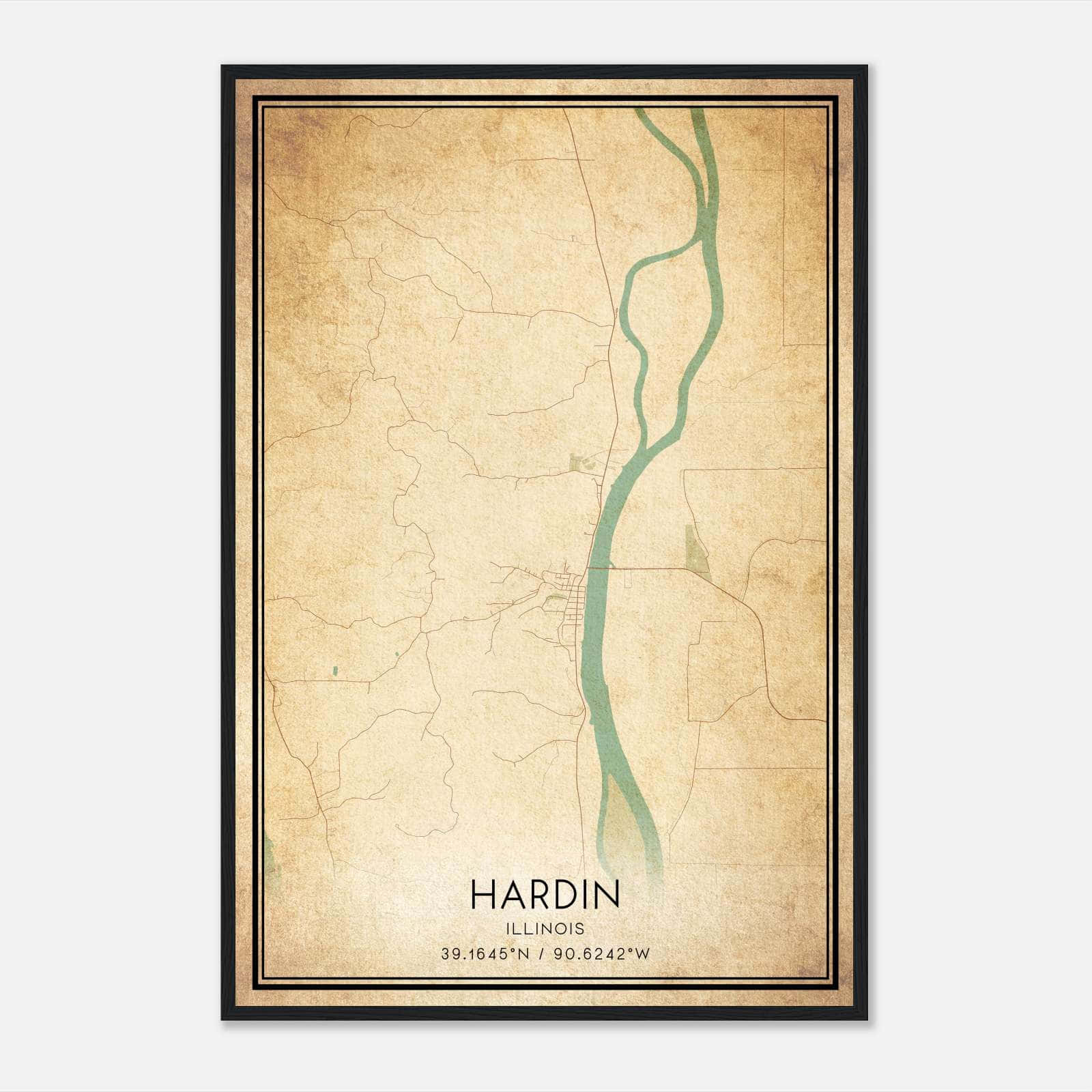 Vintage Hardin Illinois Map Poster, Hardin IL City Road Wall Art Print Vintage Hardin Illinois Map Poster, Hardin IL City Road Wall Art Print