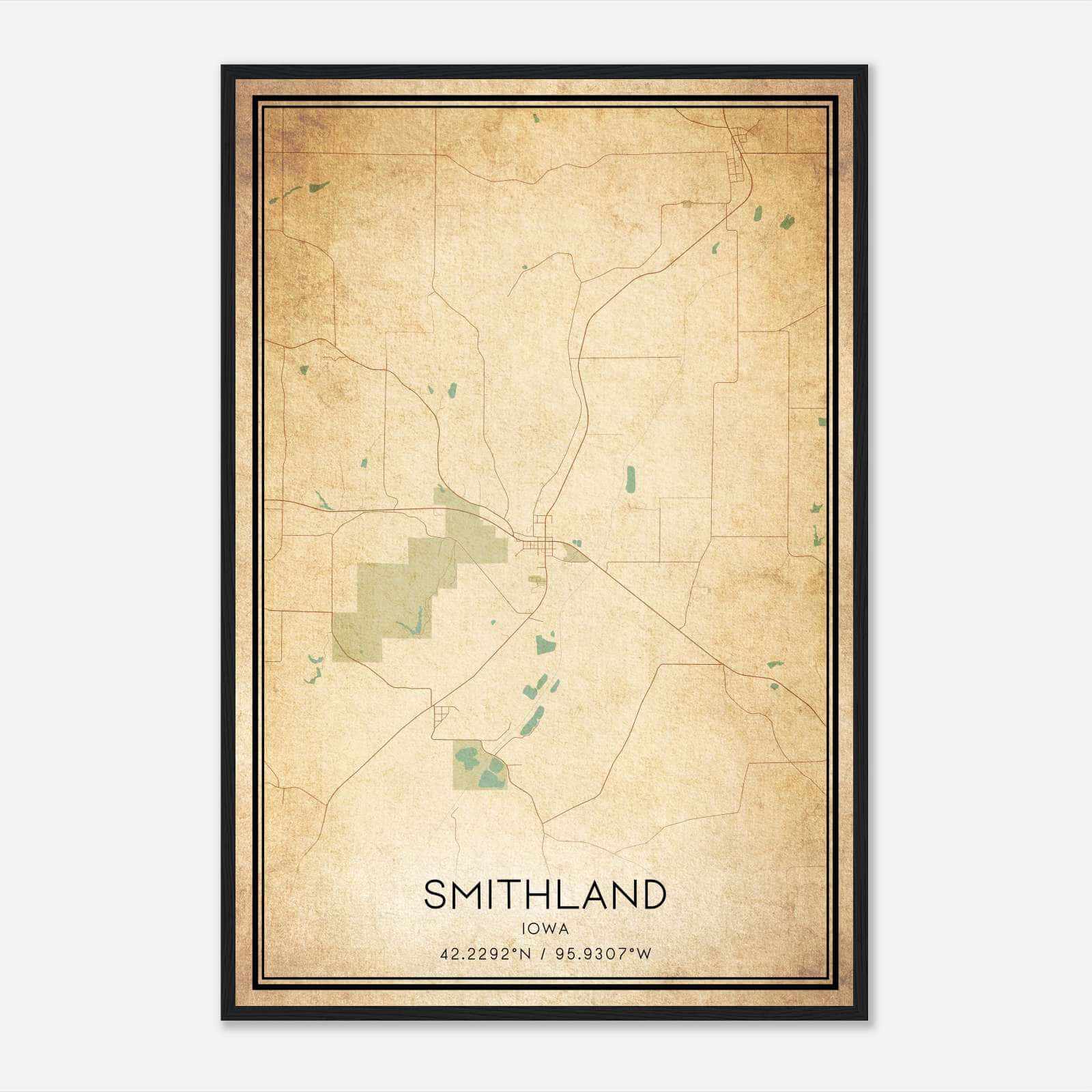 Vintage Smithland Iowa Map Poster, Smithland IA City Road Wall Art Print Vintage Smithland Iowa Map Poster, Smithland IA City Road Wall Art Print