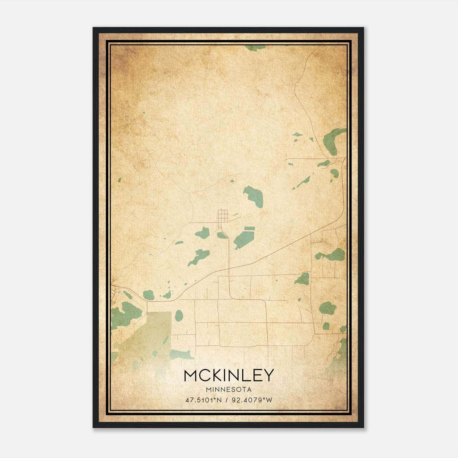 Vintage Mckinley Minnesota Map Poster, Mckinley MN City Road Wall Art Print Vintage Mckinley Minnesota Map Poster, Mckinley MN City Road Wall Art Print