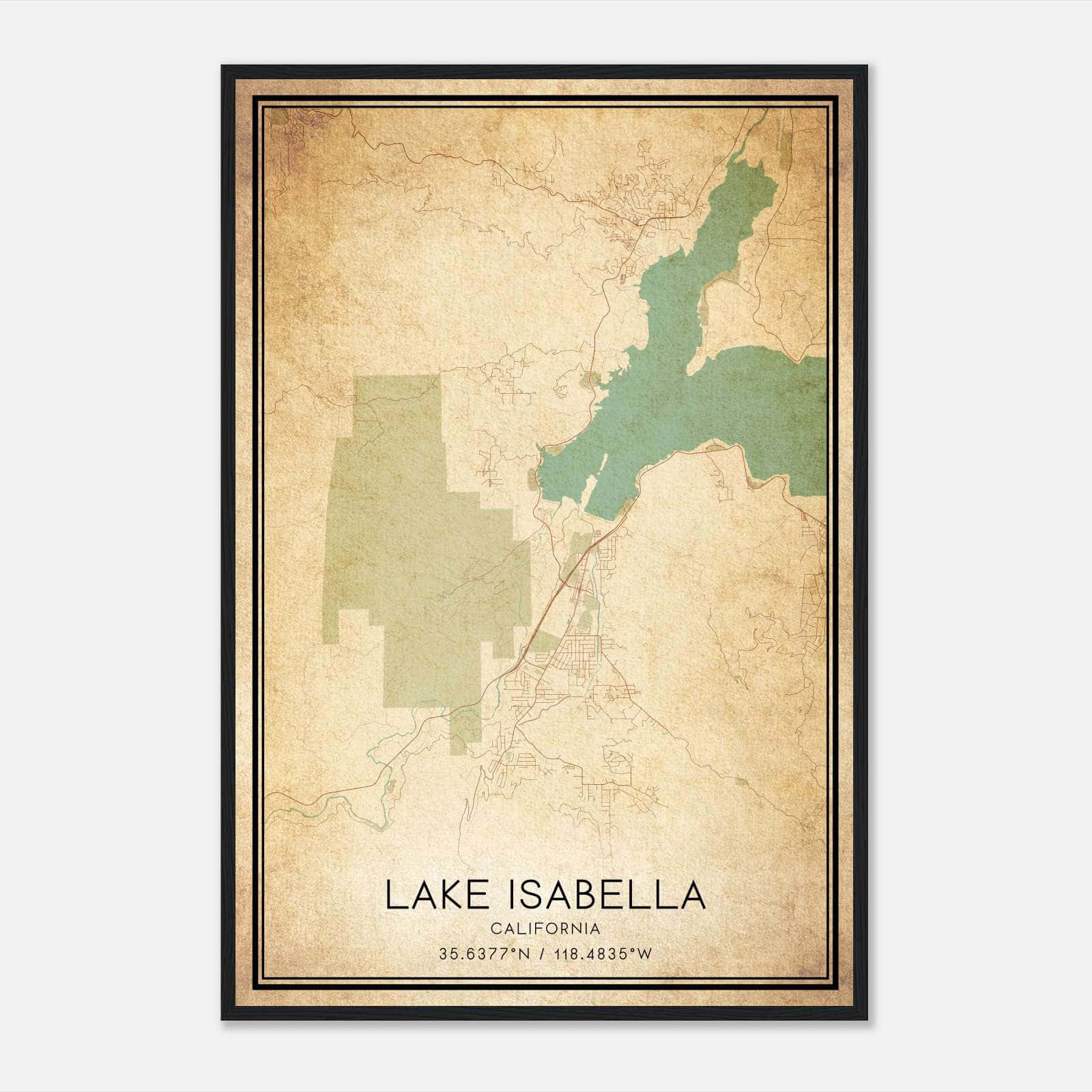 Vintage Lake Isabella California Map Poster, Lake Isabella CA City Road Wall Art Print Vintage Lake Isabella California Map Poster, Lake Isabella CA City Road Wall Art Print