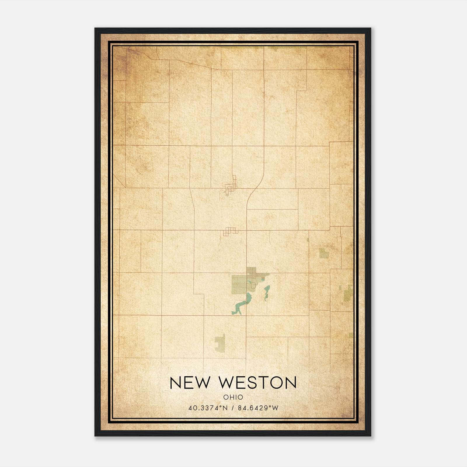 Vintage New Weston Ohio Map Poster, New Weston OH City Road Wall Art Print Vintage New Weston Ohio Map Poster, New Weston OH City Road Wall Art Print
