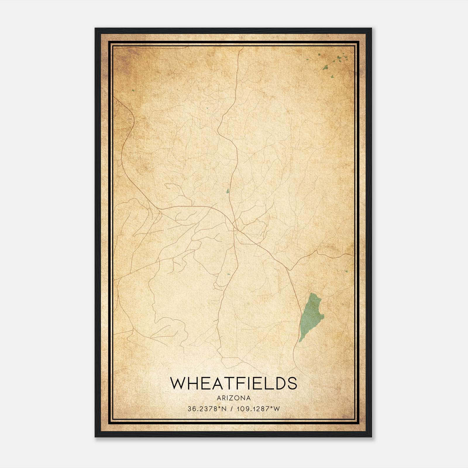 Vintage Wheatfields Arizona Map Poster, Wheatfields AZ City Road Wall Art Print Vintage Wheatfields Arizona Map Poster, Wheatfields AZ City Road Wall Art Print
