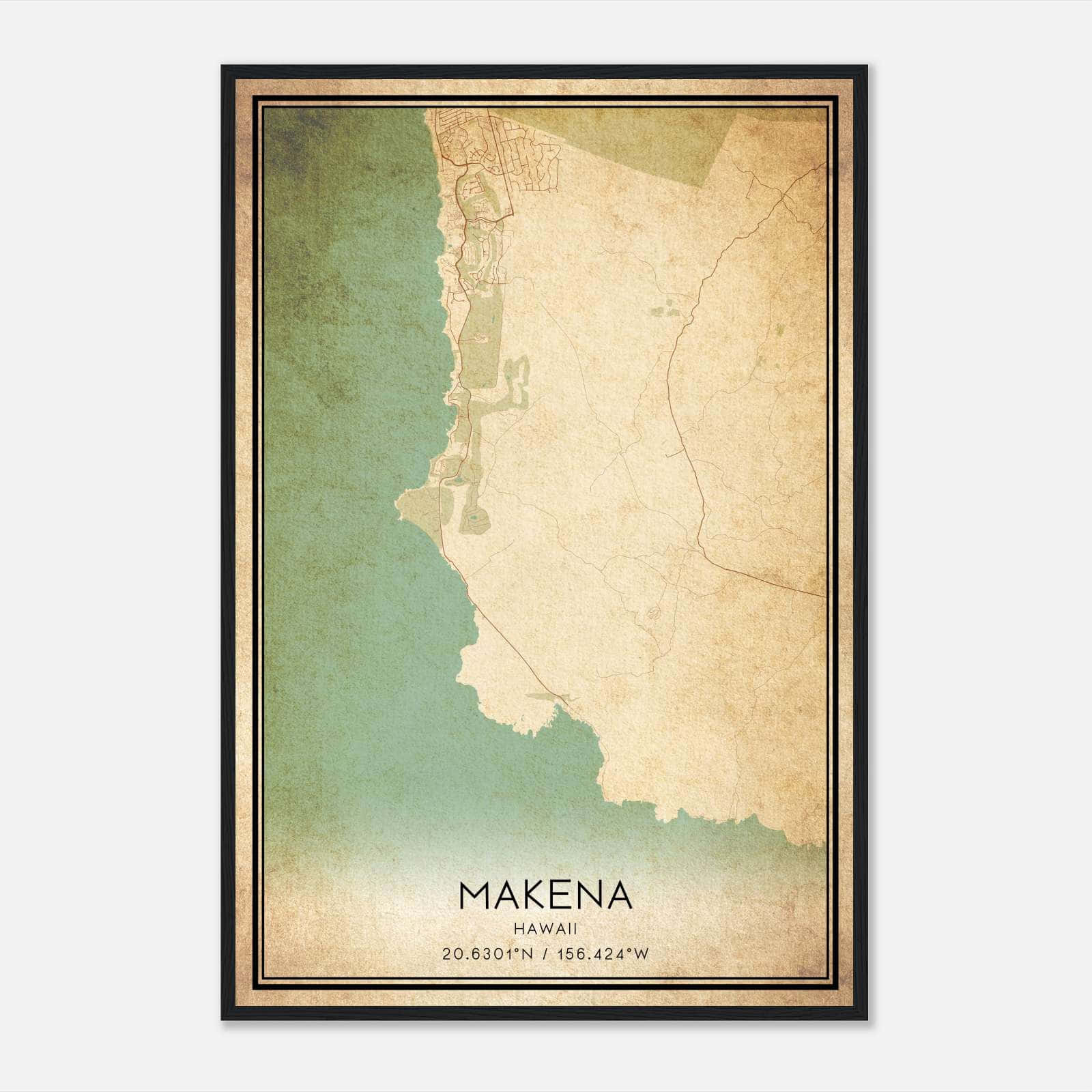 Vintage Makena Hawaii Map Poster, Makena HI City Road Wall Art Print Vintage Makena Hawaii Map Poster, Makena HI City Road Wall Art Print