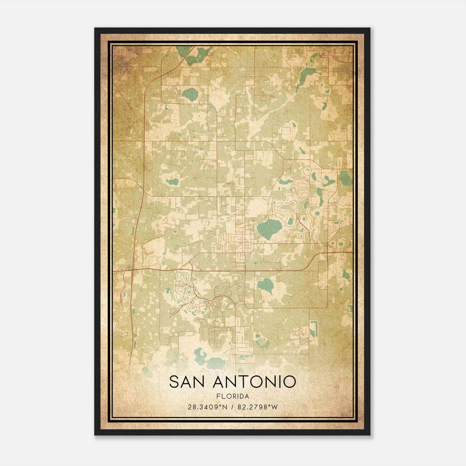 Vintage San Antonio Florida Map Poster, San Antonio FL City Road Wall Art Print Vintage San Antonio Florida Map Poster, San Antonio FL City Road Wall Art Print