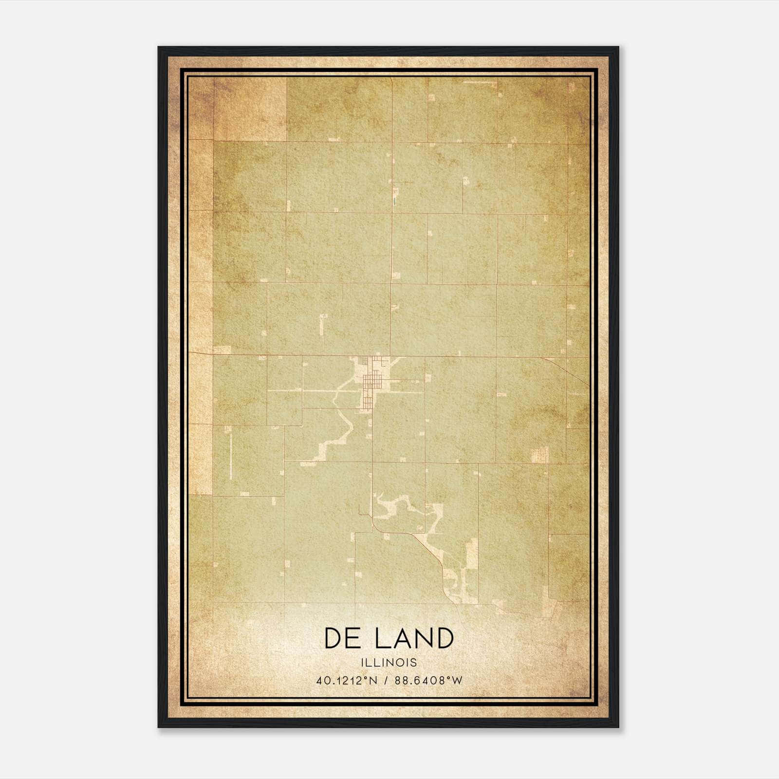 Vintage De Land Illinois Map Poster, De Land IL City Road Wall Art Print Vintage De Land Illinois Map Poster, De Land IL City Road Wall Art Print