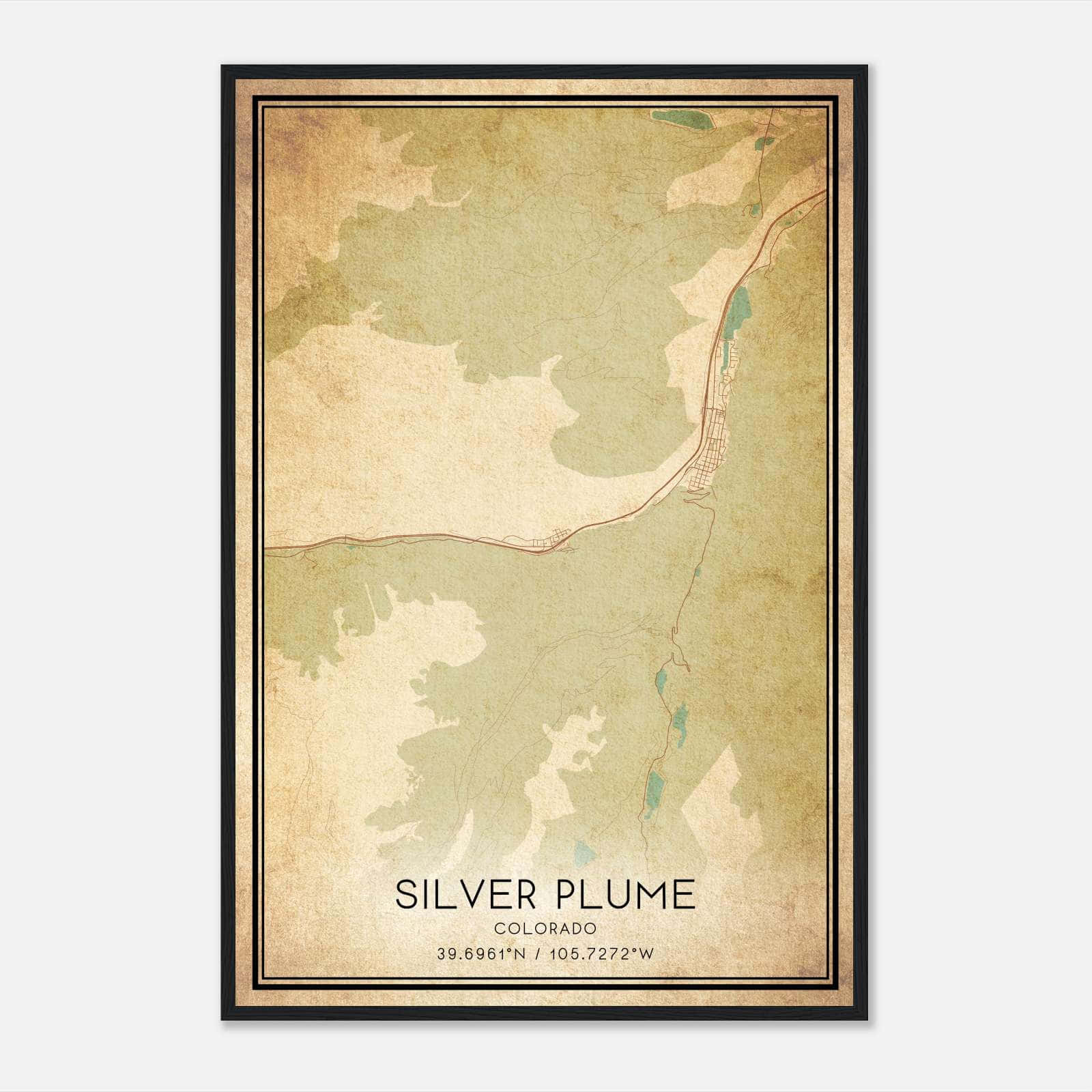 Vintage Silver Plume Colorado Map Poster, Silver Plume CO City Road Wall Art Print Vintage Silver Plume Colorado Map Poster, Silver Plume CO City Road Wall Art Print