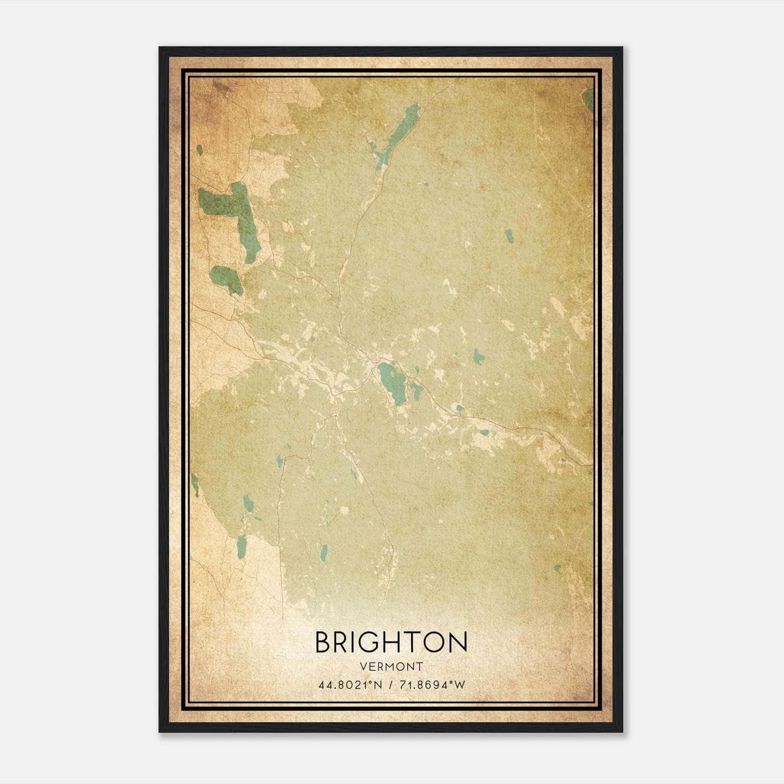 Vintage Brighton Vermont Map Poster, Brighton VT City Road Wall Art Print Vintage Brighton Vermont Map Poster, Brighton VT City Road Wall Art Print